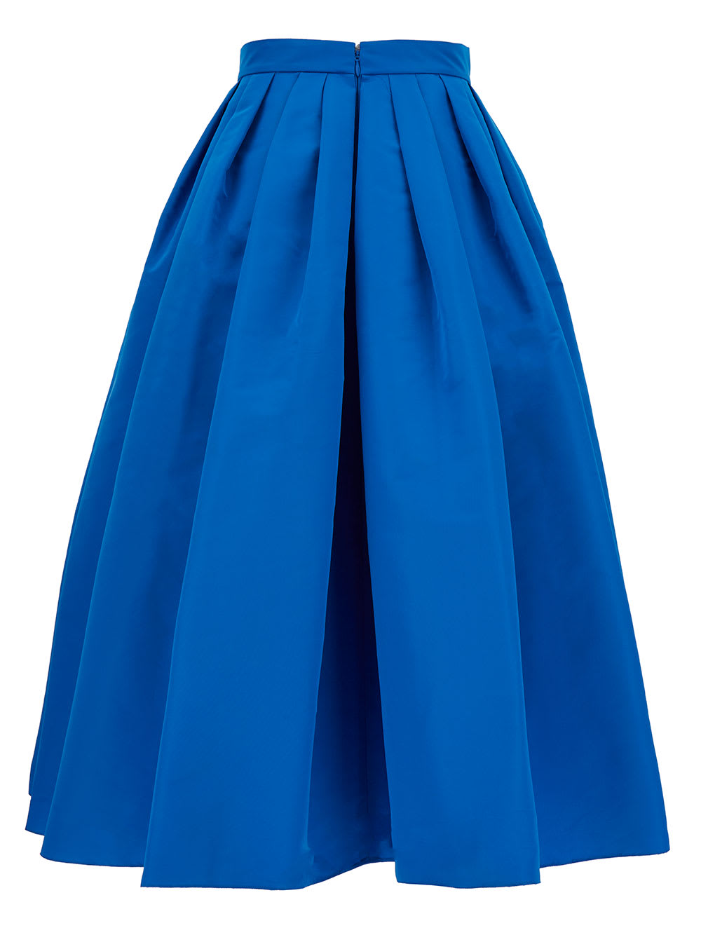 Shop Alexander Mcqueen Blue Midi Skirt With Matching Waistband In Pleated Fabric Woman