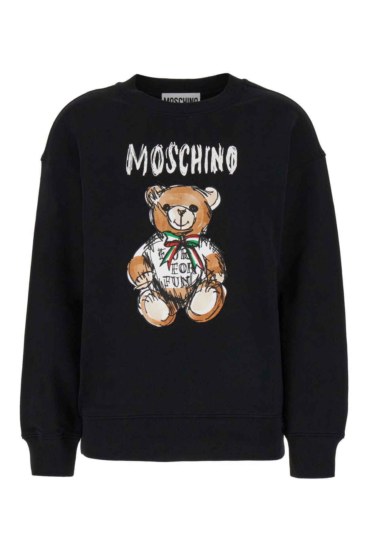 Moschino Black Cotton Oversize Sweatshirt In Nero