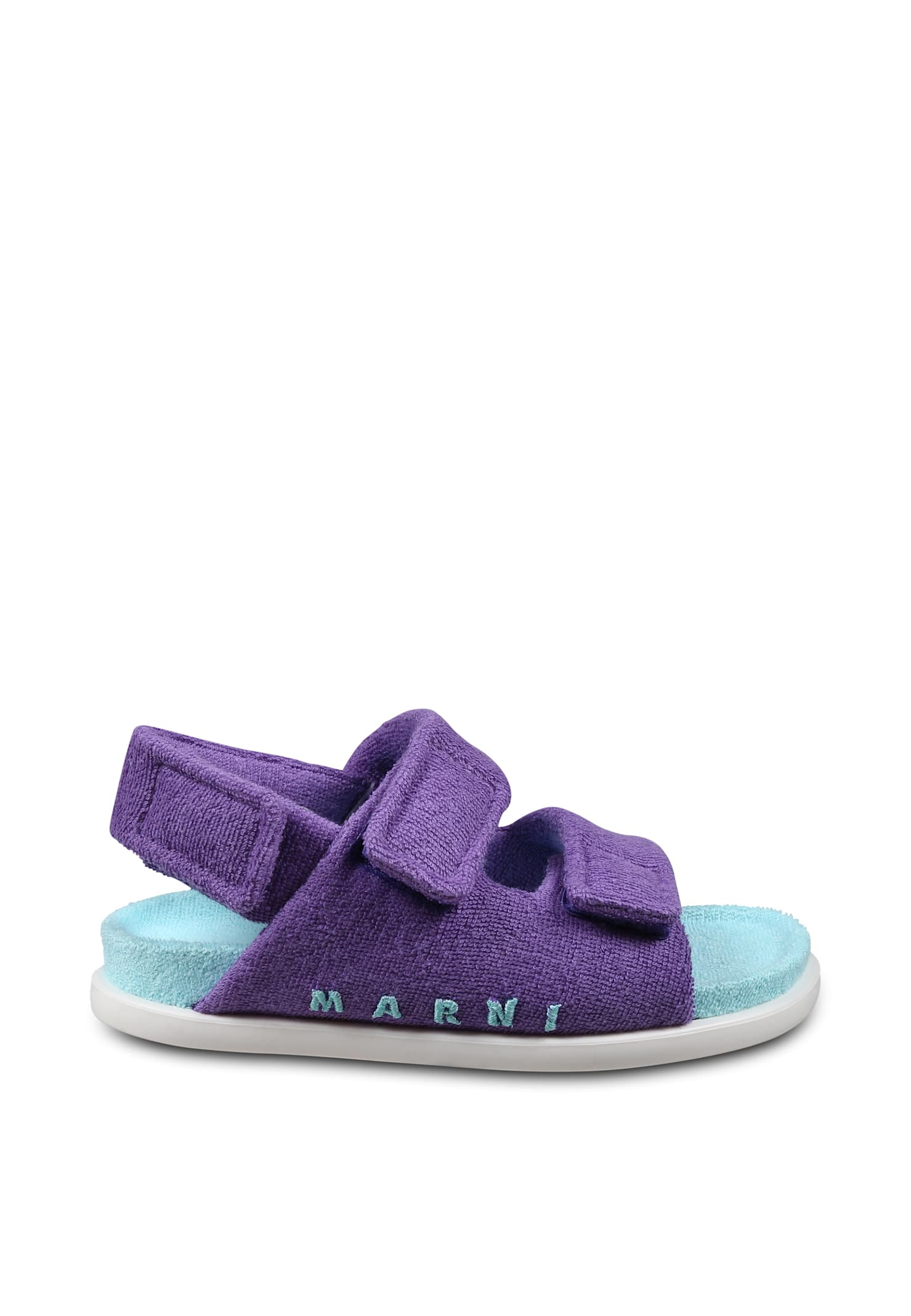 Marni Logo-embroidered Sandals In Violet