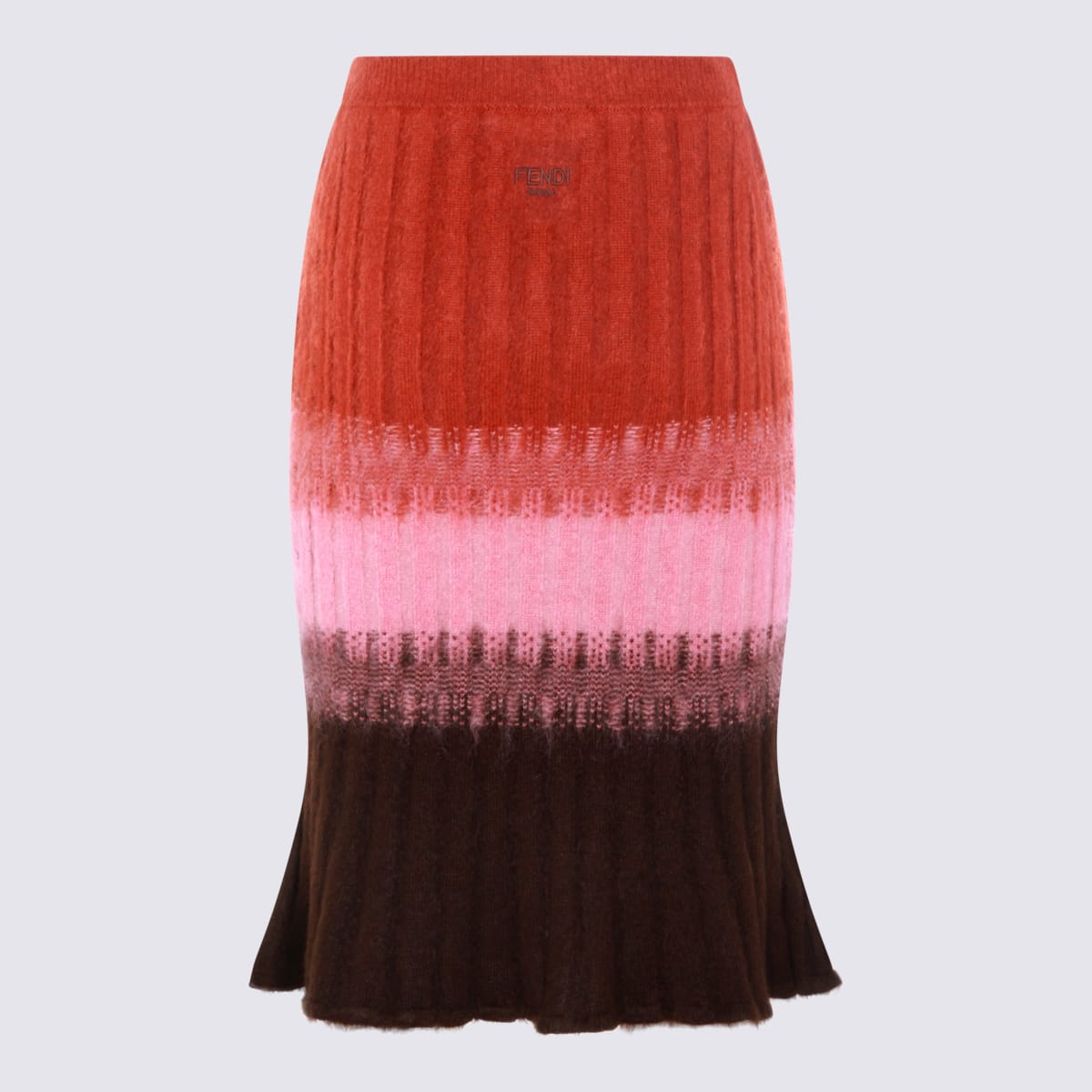 Fendi Gradient Mohair And Wool High-waisted Midi Skirt Clothing In Multi