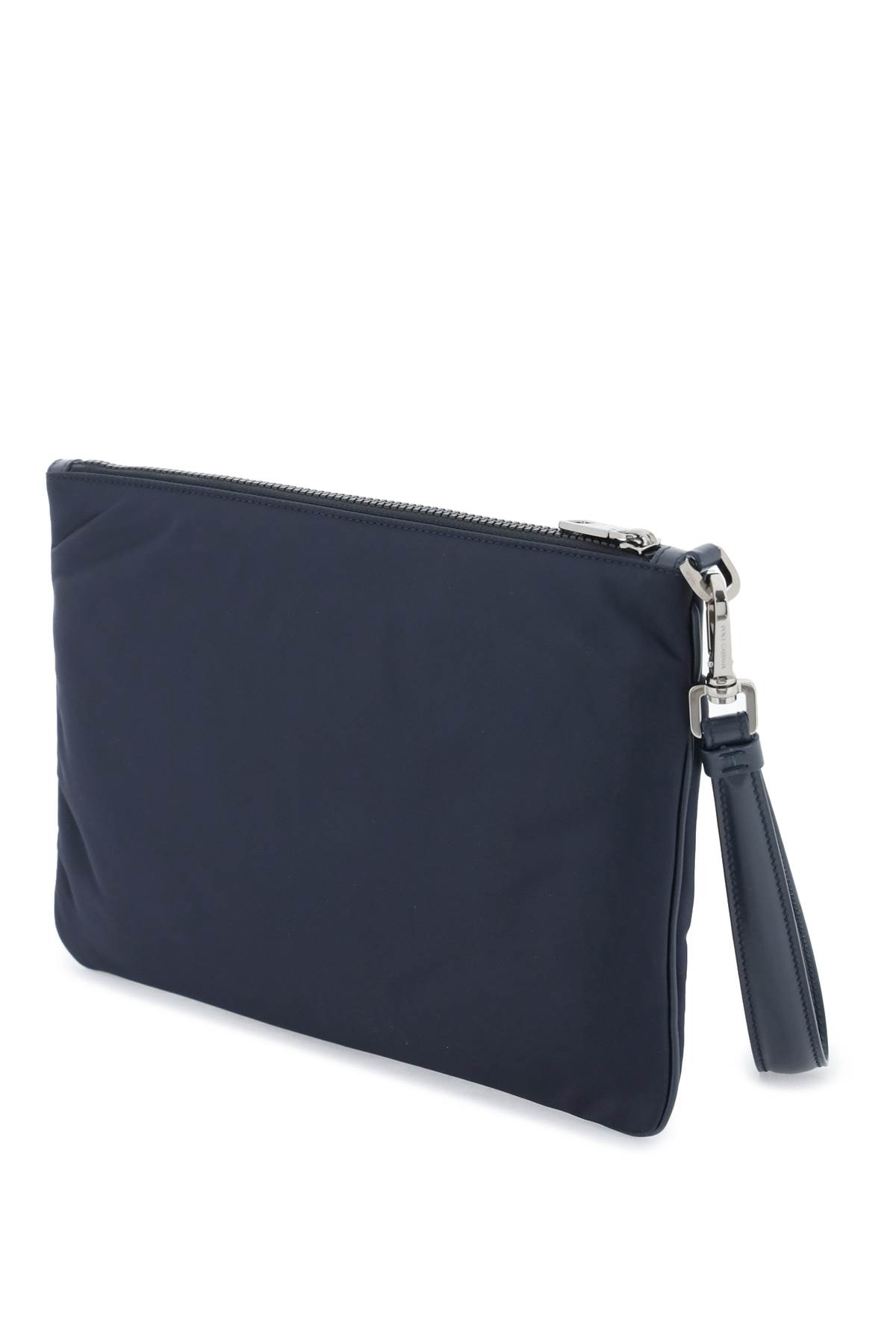Dolce & Gabbana Nylon Pouch With Rubberized Logo Men In Blue