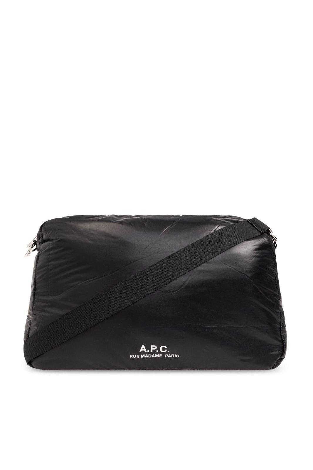 Apc Logo Printed Large Shoulder Bag In Black