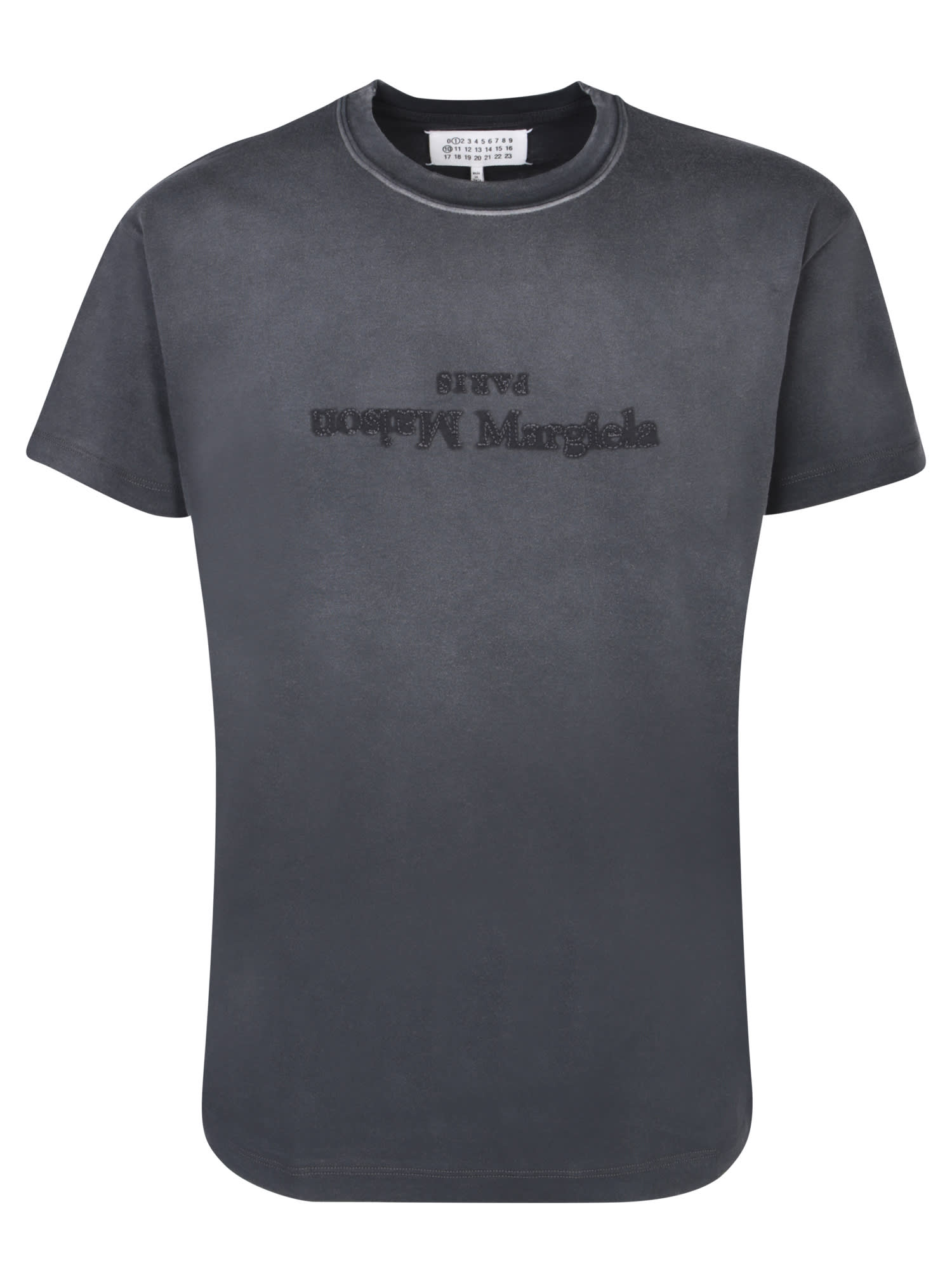 Shop Maison Margiela Reverse Logo Black T-shirt In Purple