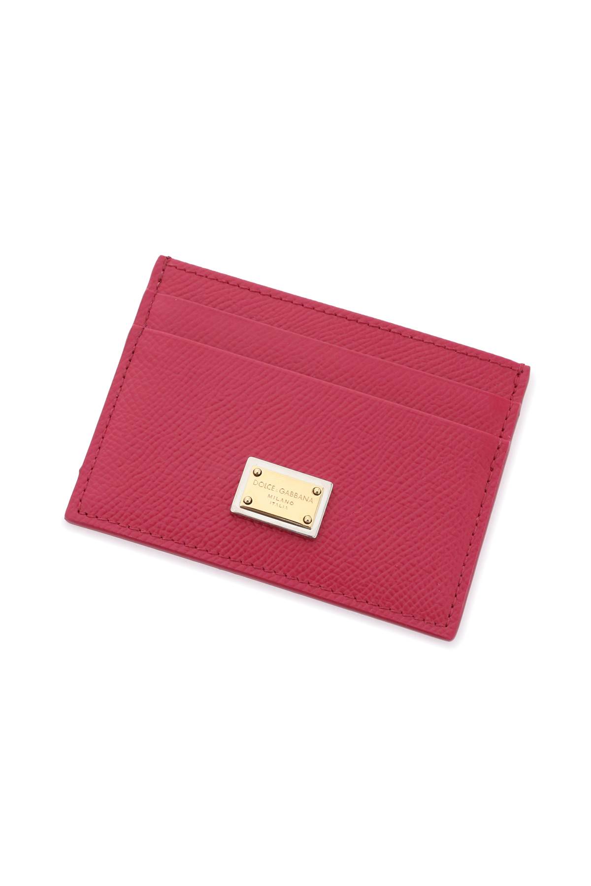 Shop Dolce & Gabbana Dauphine Leather Card Holder In Ciclamino (pink)