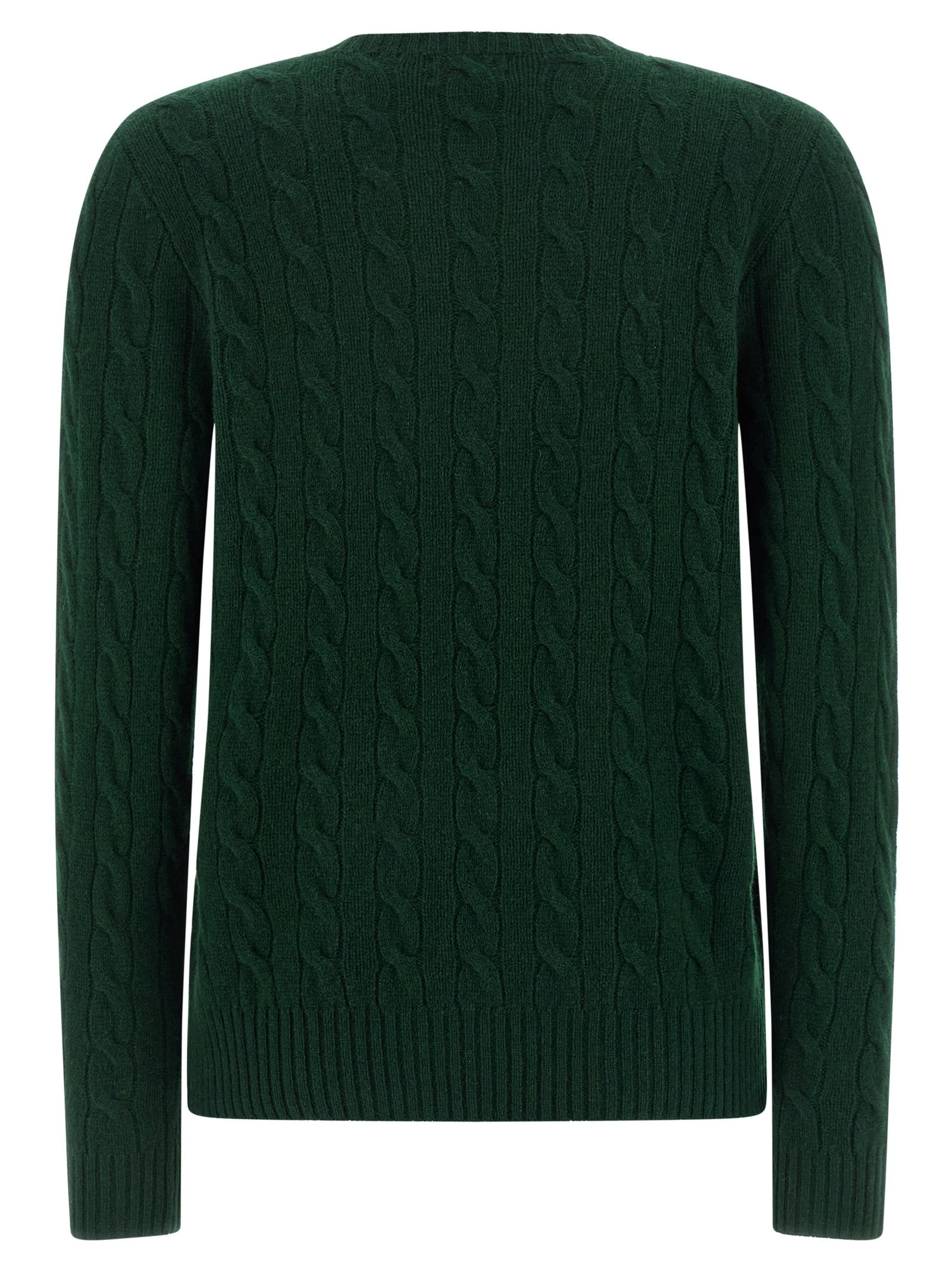 Polo Ralph Lauren Cable Wool And Cashmere Crewneck Jumper In Green