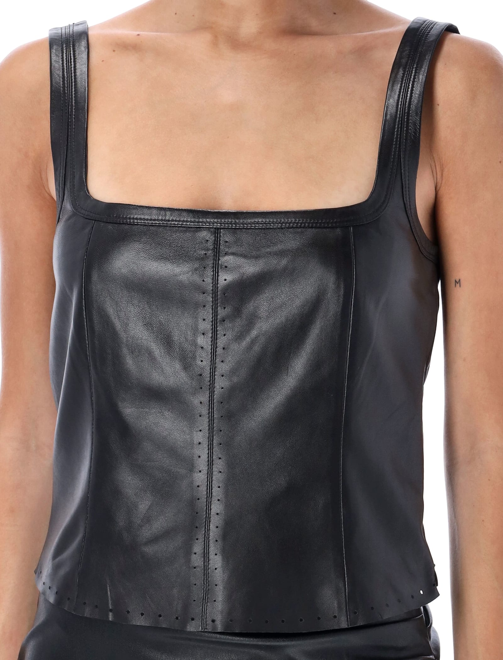 Helmut Lang Leather Tank Top in Black
