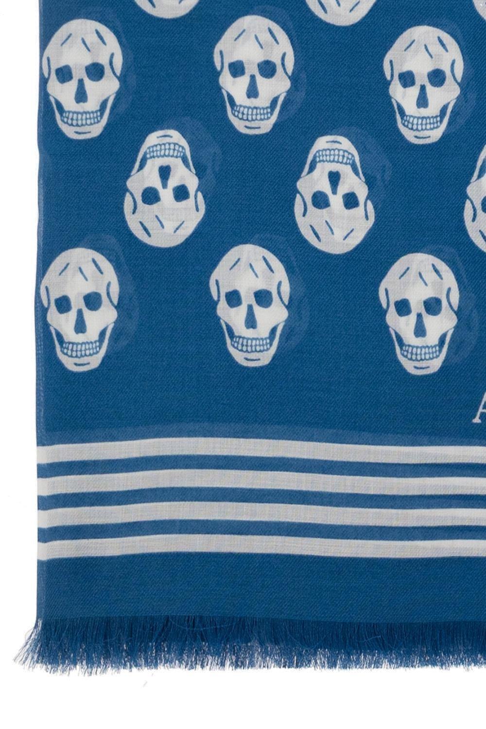 Shop Alexander Mcqueen Biker Skull Scarf In Blue