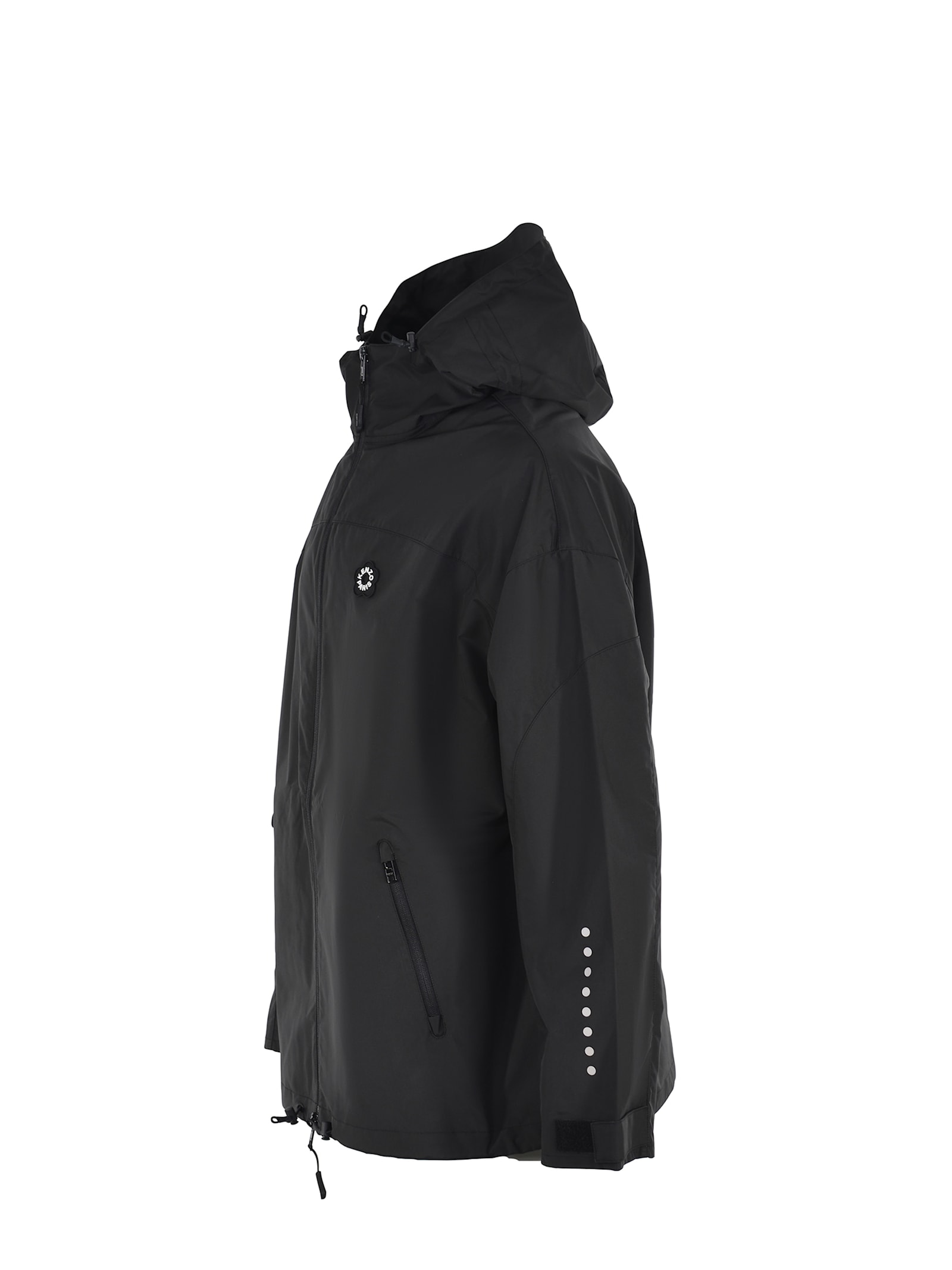 Kenzo Hooded Drawstring Hem Jackets With Zip Pockets In Black