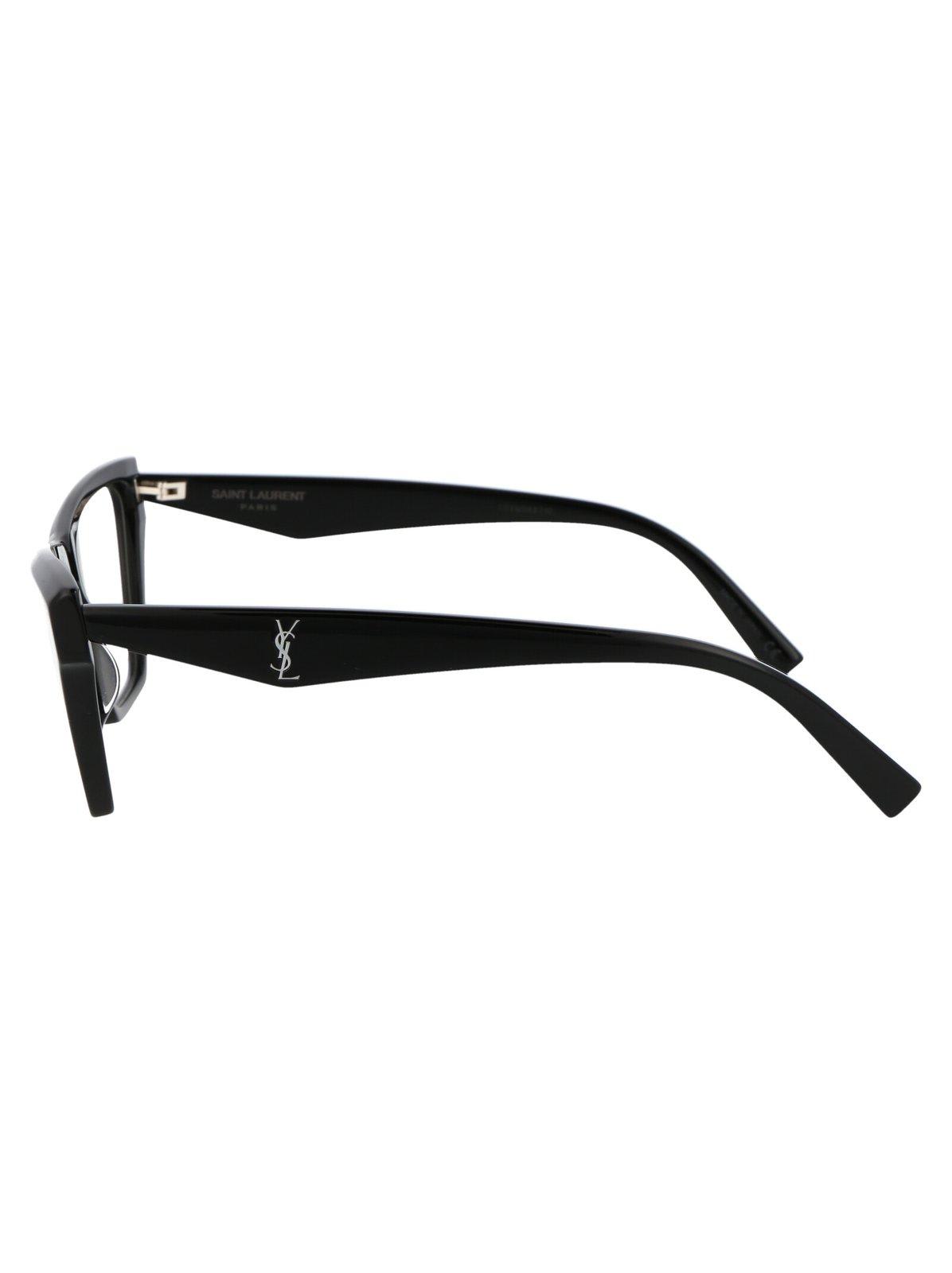 Shop Saint Laurent Cat-eye Frame Glasses In 002 Black Black Transpare