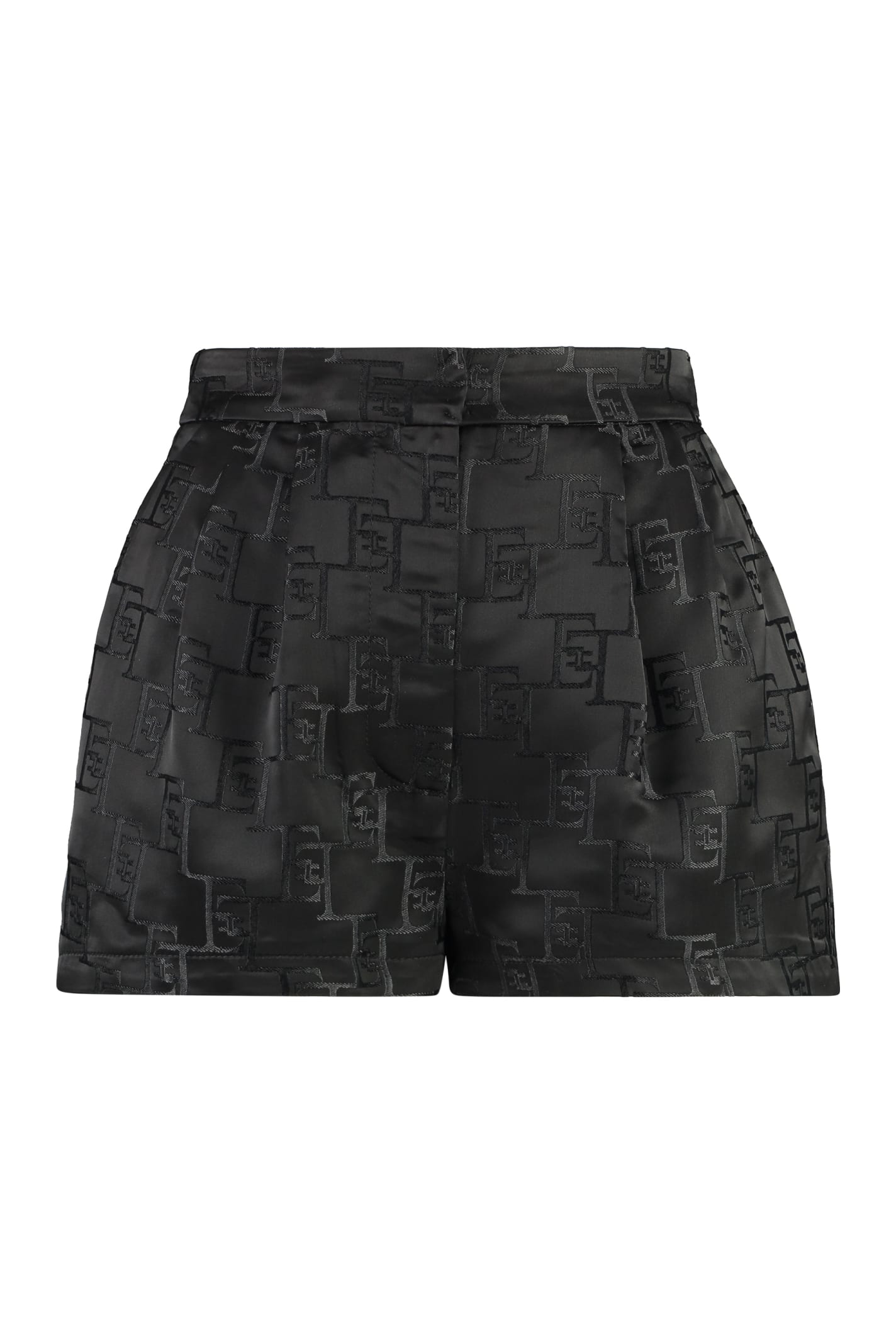 Shop Elisabetta Franchi Satin Shorts In Black