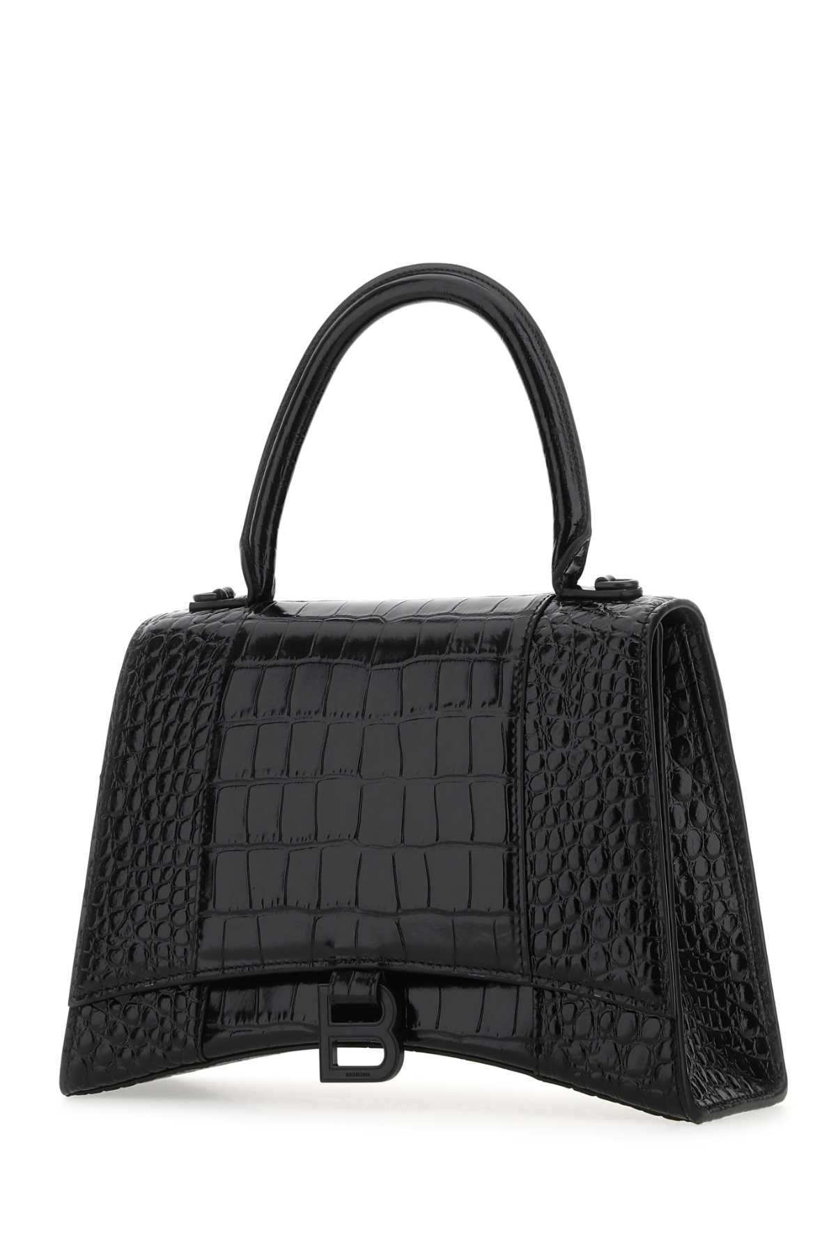 Shop Balenciaga Black Leather Hourglass Handbag