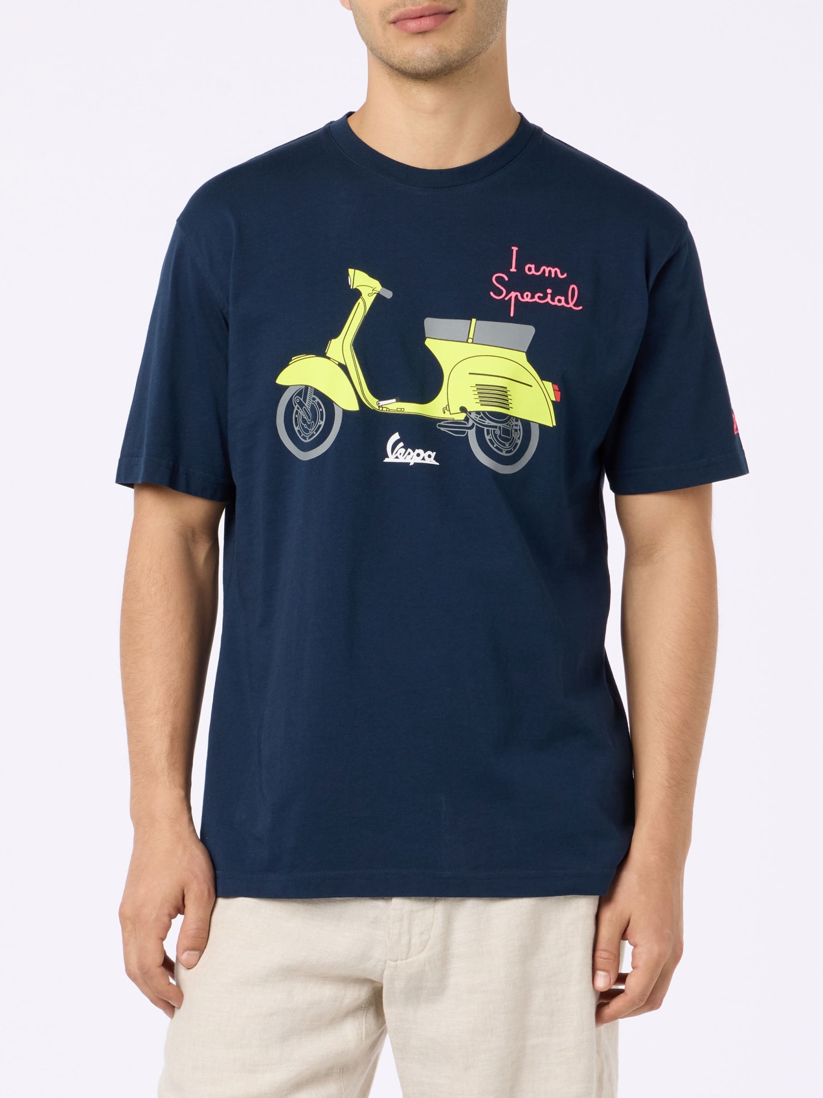 MC2 SAINT BARTH MAN COTTON T-SHIRT WITH VESPA PRINT AND EMBROIDERY VESPA SPECIAL EDITION