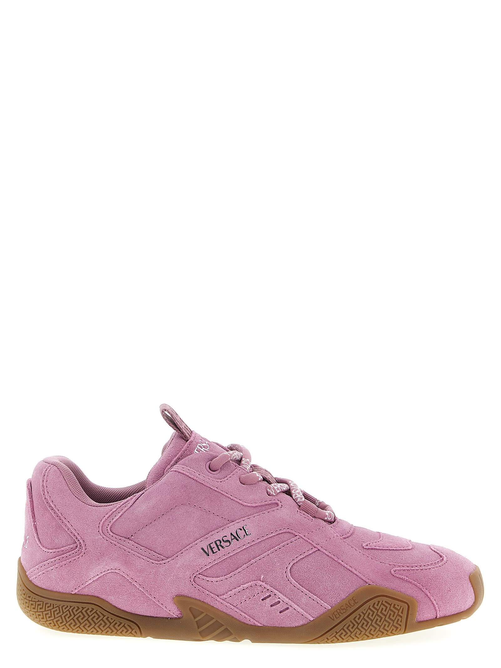 Versace Galaxia Suede Lace-up Trainers In Pink