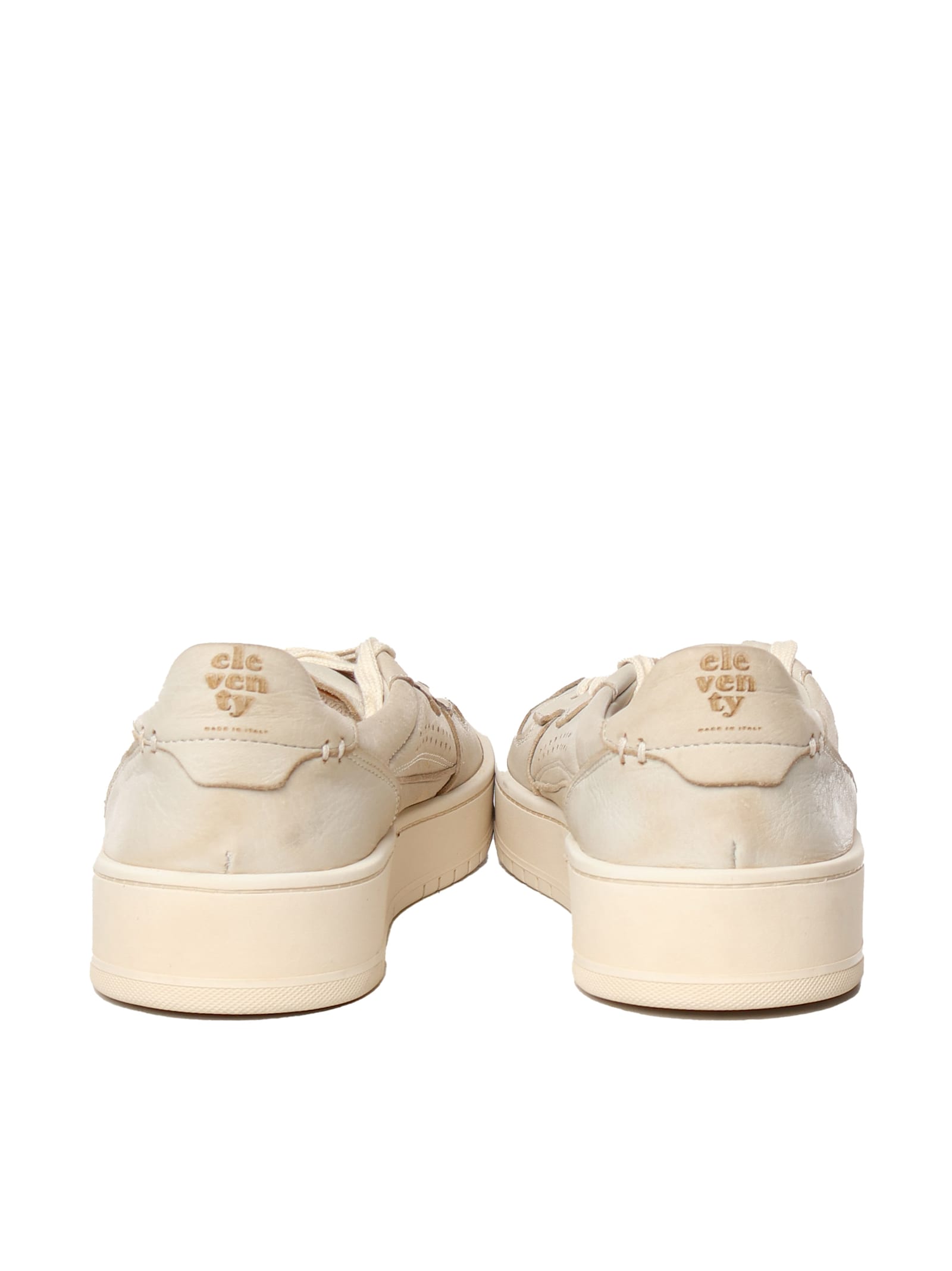 Eleventy Leather Sneakers In Sabbia