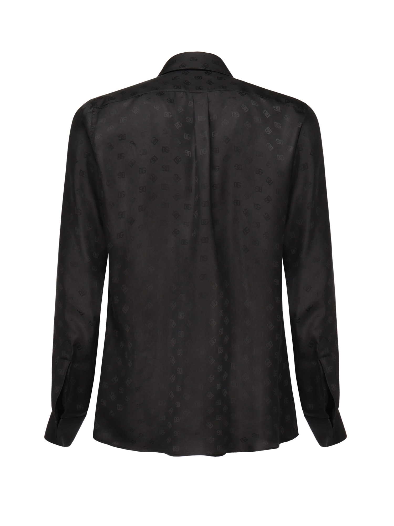 Dolce & Gabbana Jacquard Logo Short Sleeve Shirt In Black