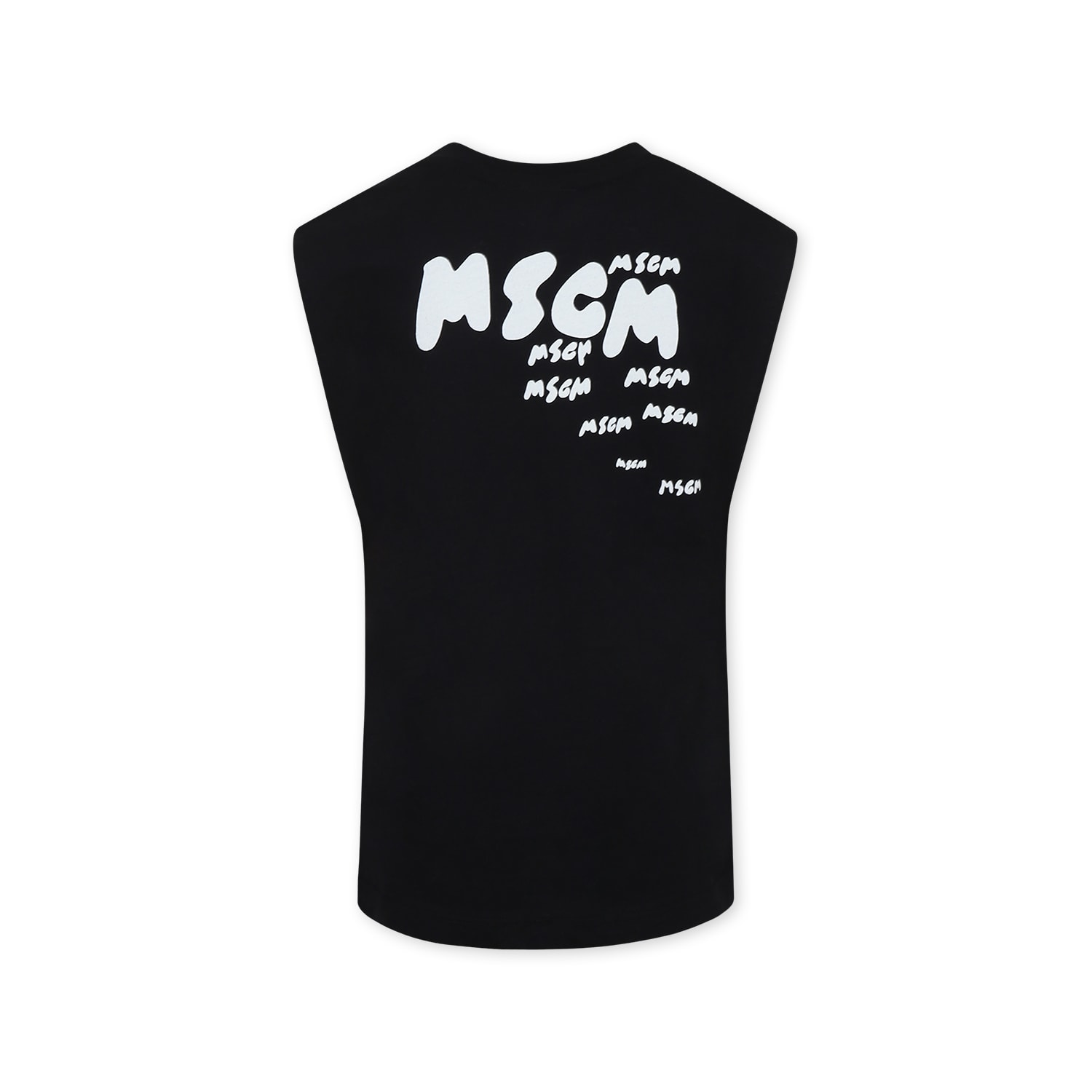Msgm Black Tank Top For Boy With Logo In Black