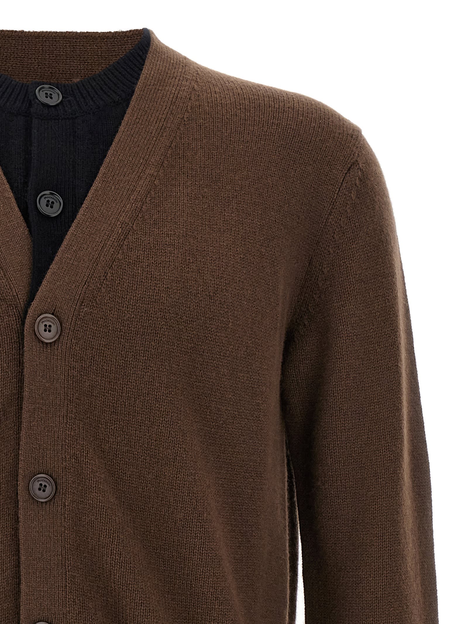 Jw Anderson Brown Cashmere Blend Layered Cardigan In Brown