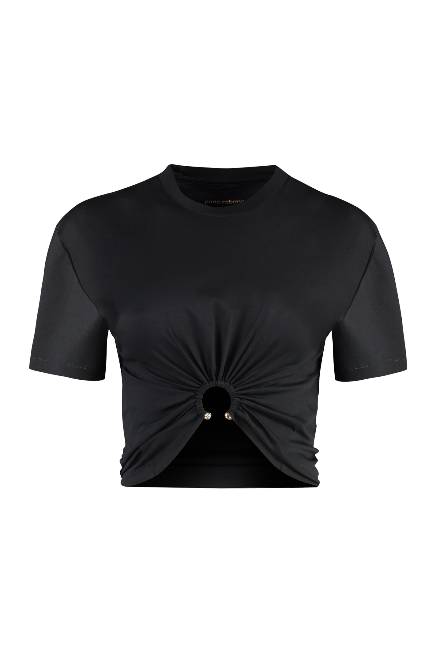 Shop Rabanne Cotton Crew-neck T-shirt In Black