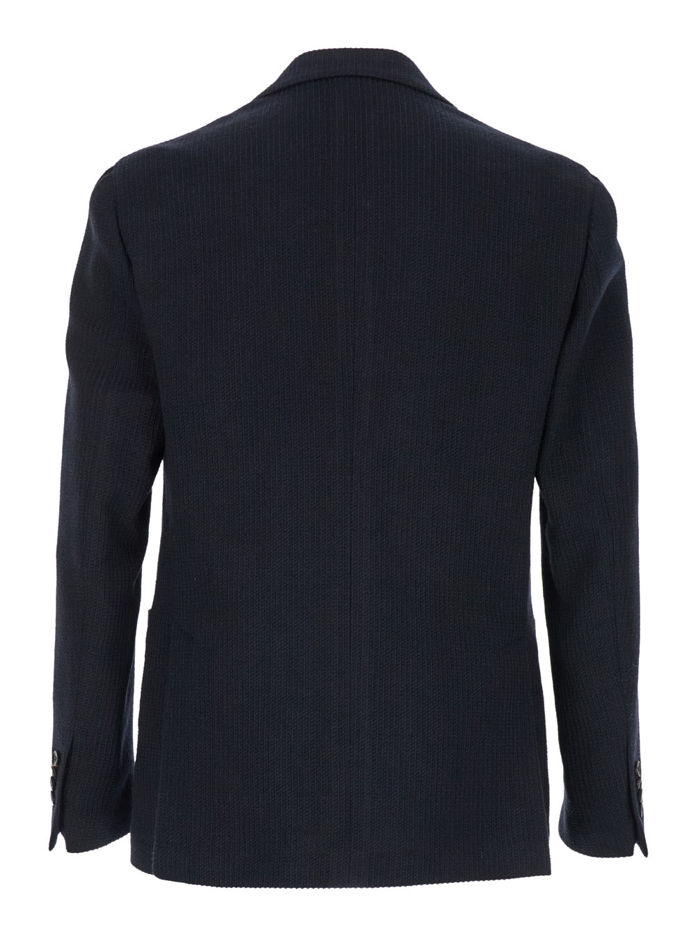 Shop Lardini Blue Single-breasted Jacket With Logo Pin In Wool And Cotton Blend Man