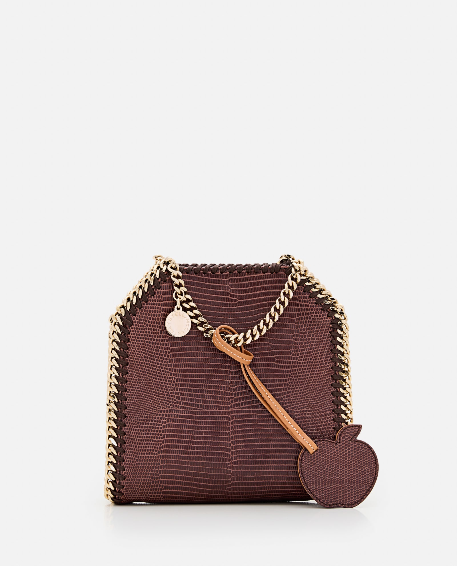 Shop Stella Mccartney Tiny Embossed Mat Tote In Chocolate Brown