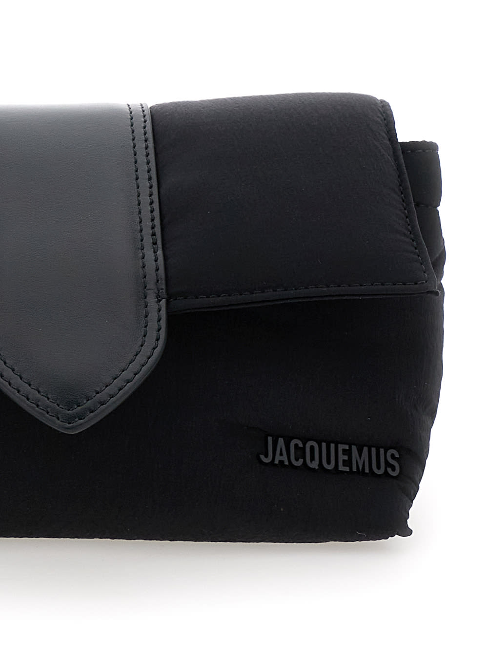 Shop Jacquemus La Banane Bambino Black Belt Bag With Logo Lettering In Leather And Cotton Man