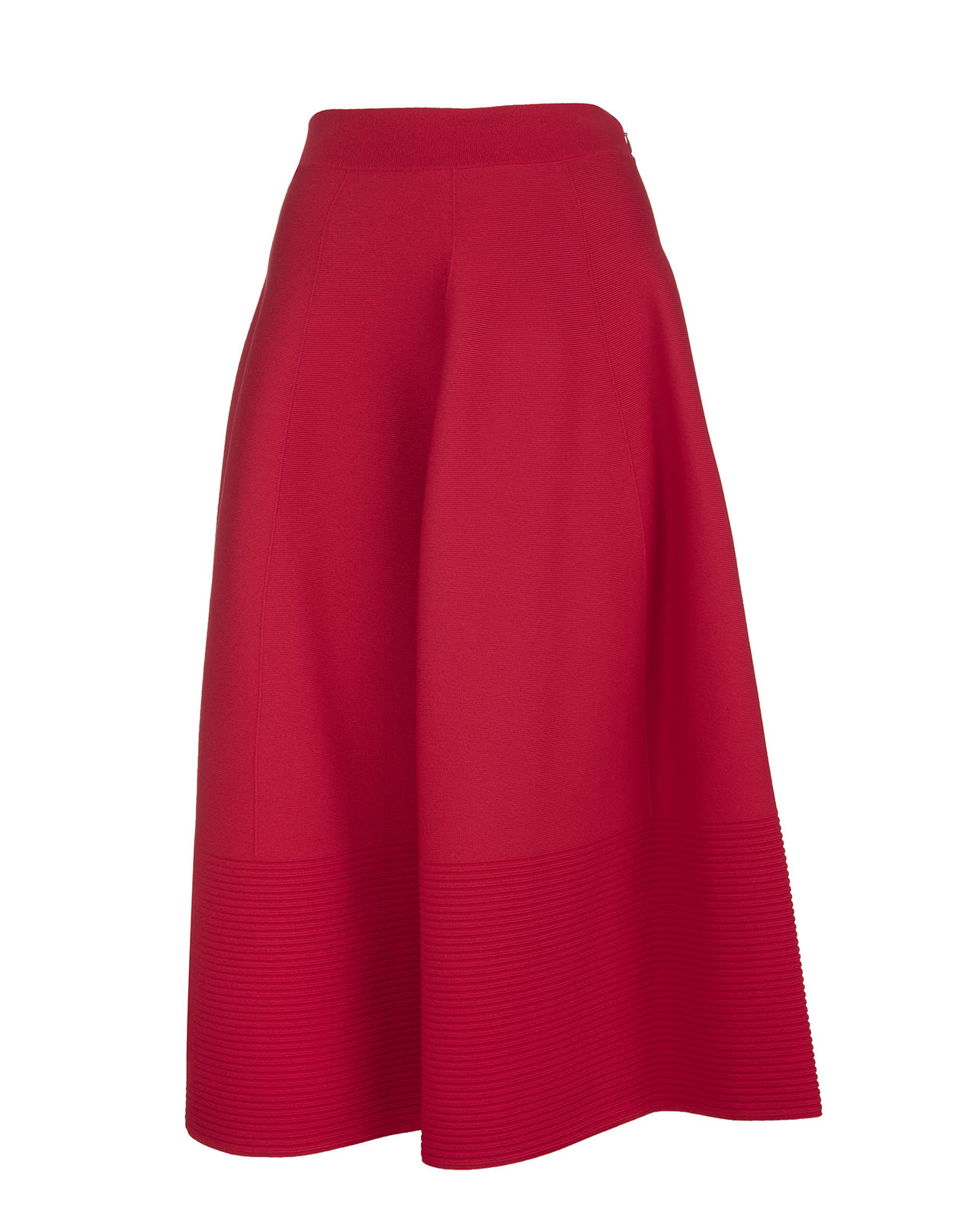 Alexander McQueen Midi Bell-shaped Skirt In Red Knit