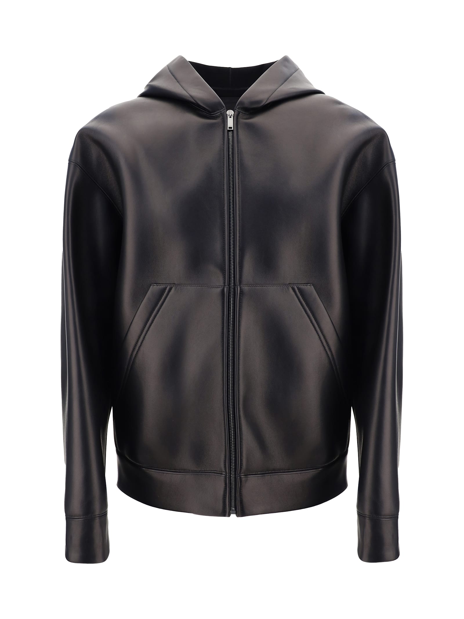 Shop Valentino Leather Jacket In Nero