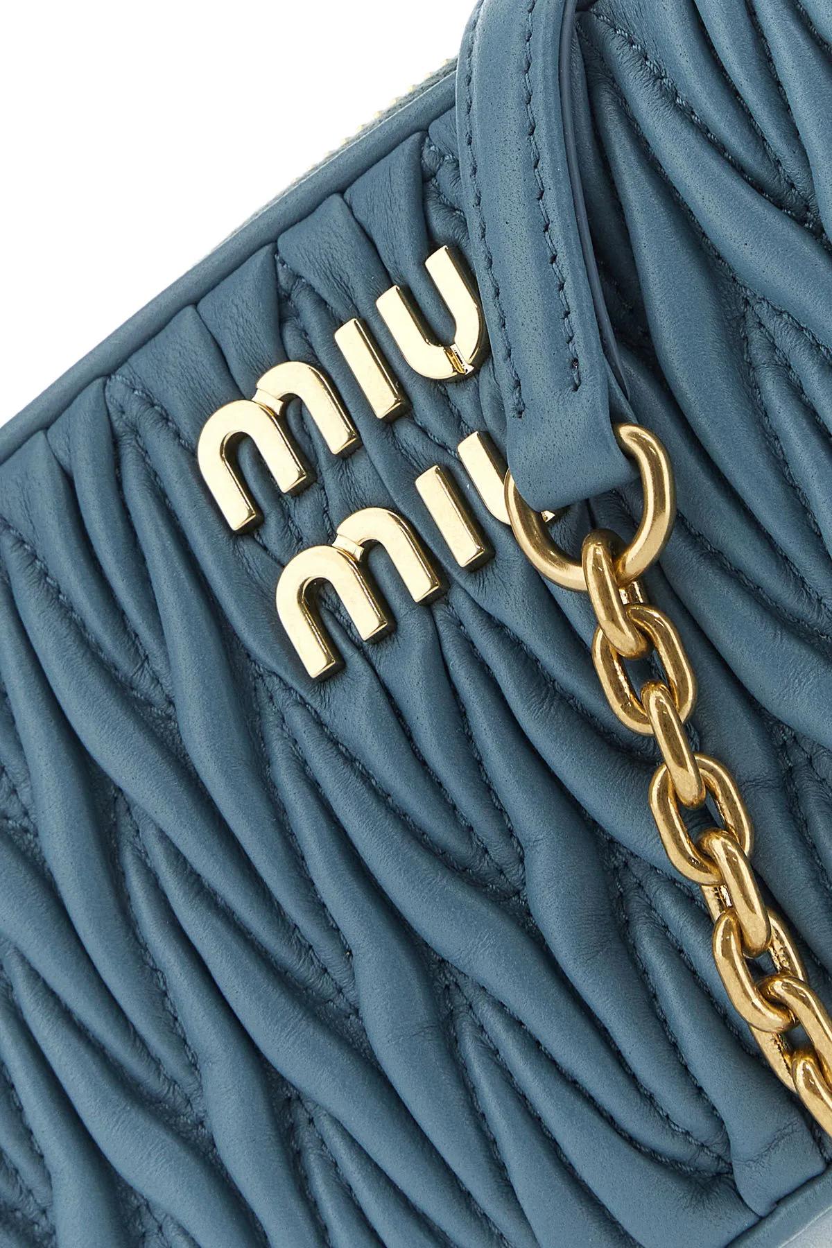 Shop Miu Miu Teal Green Nappa Leather Mini Crossbody Bag In Blue