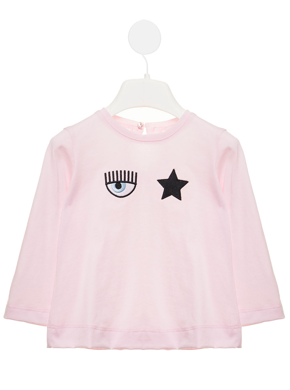 Chiara Ferragni Light Pink Maxi Cotton T-shirt With Embroidered Front Logo