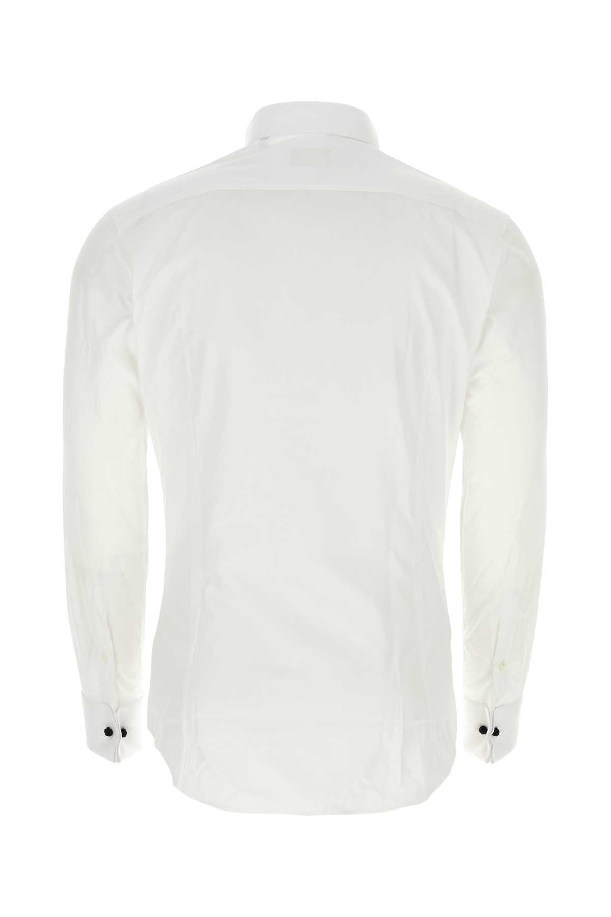 Shop Giorgio Armani White Poplin Shirt In Brilliantwhite