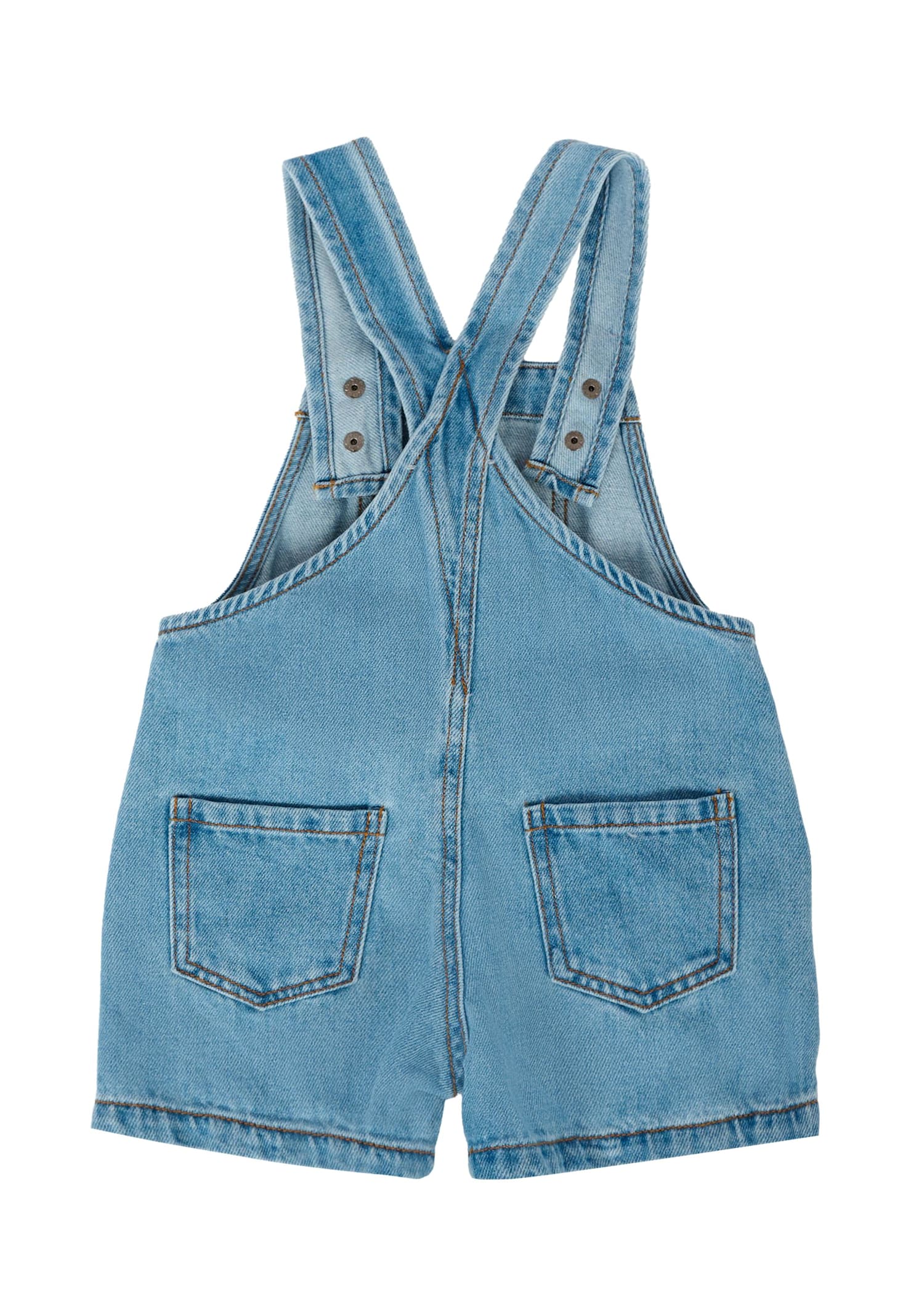 Moschino Denim Dungarees For Baby Boy With Teddy Bear In Blue