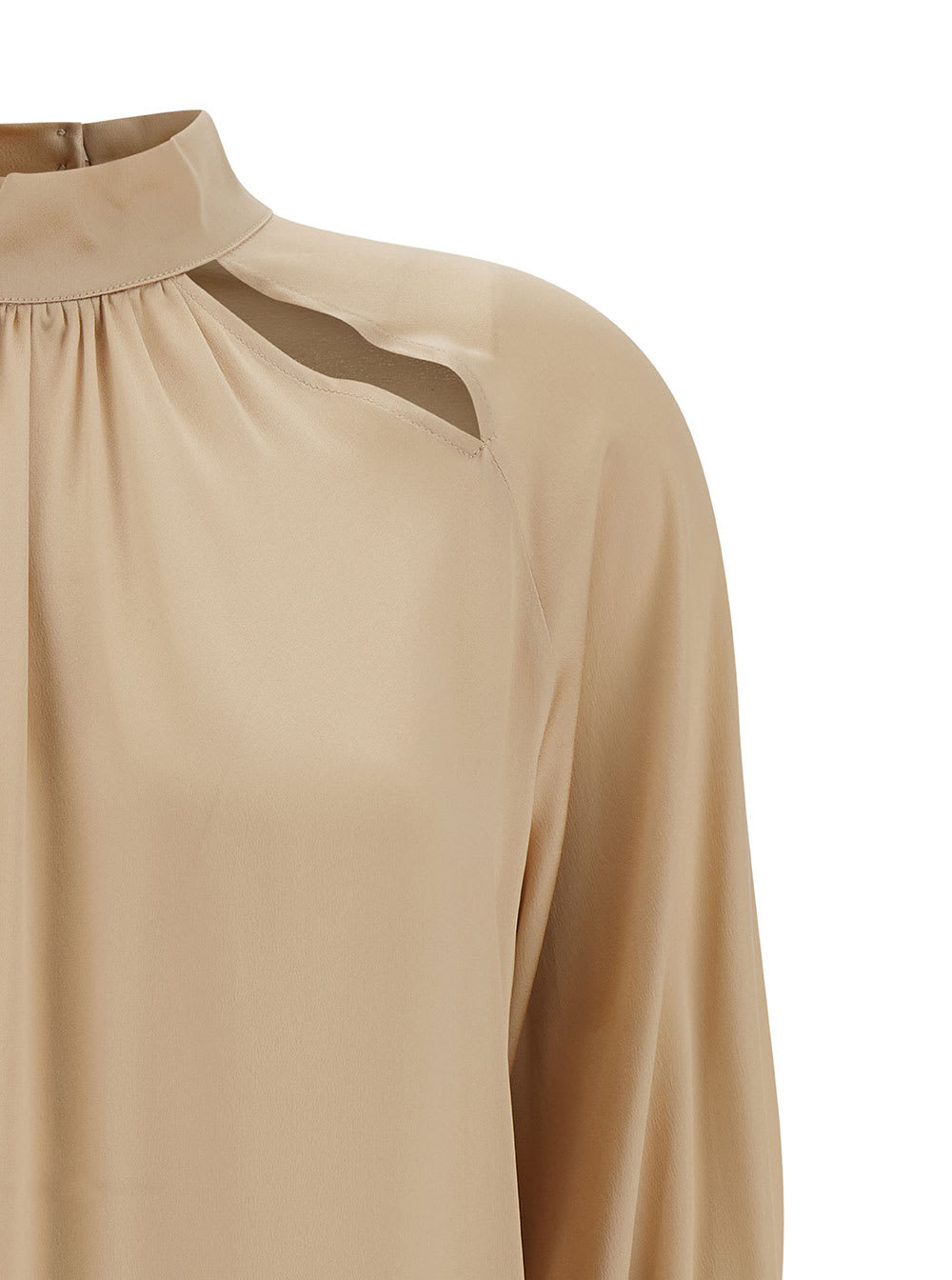 Shop Semicouture Jazmin Champagne Blouse With Cut-out In Acetate And Silk Woman In Beige
