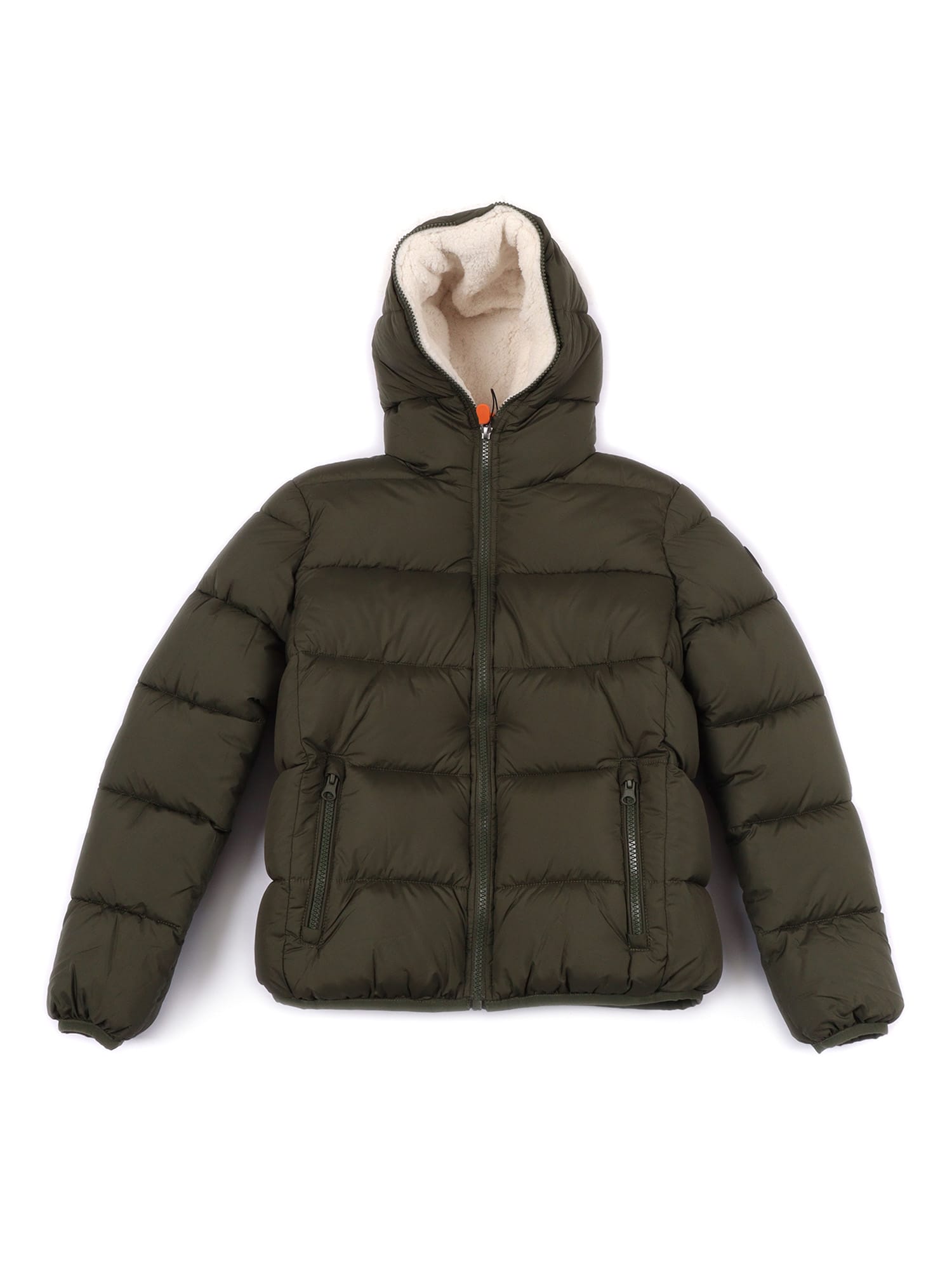 Save The Duck Chaz Hooded Jacket With Teddy Lining In Green