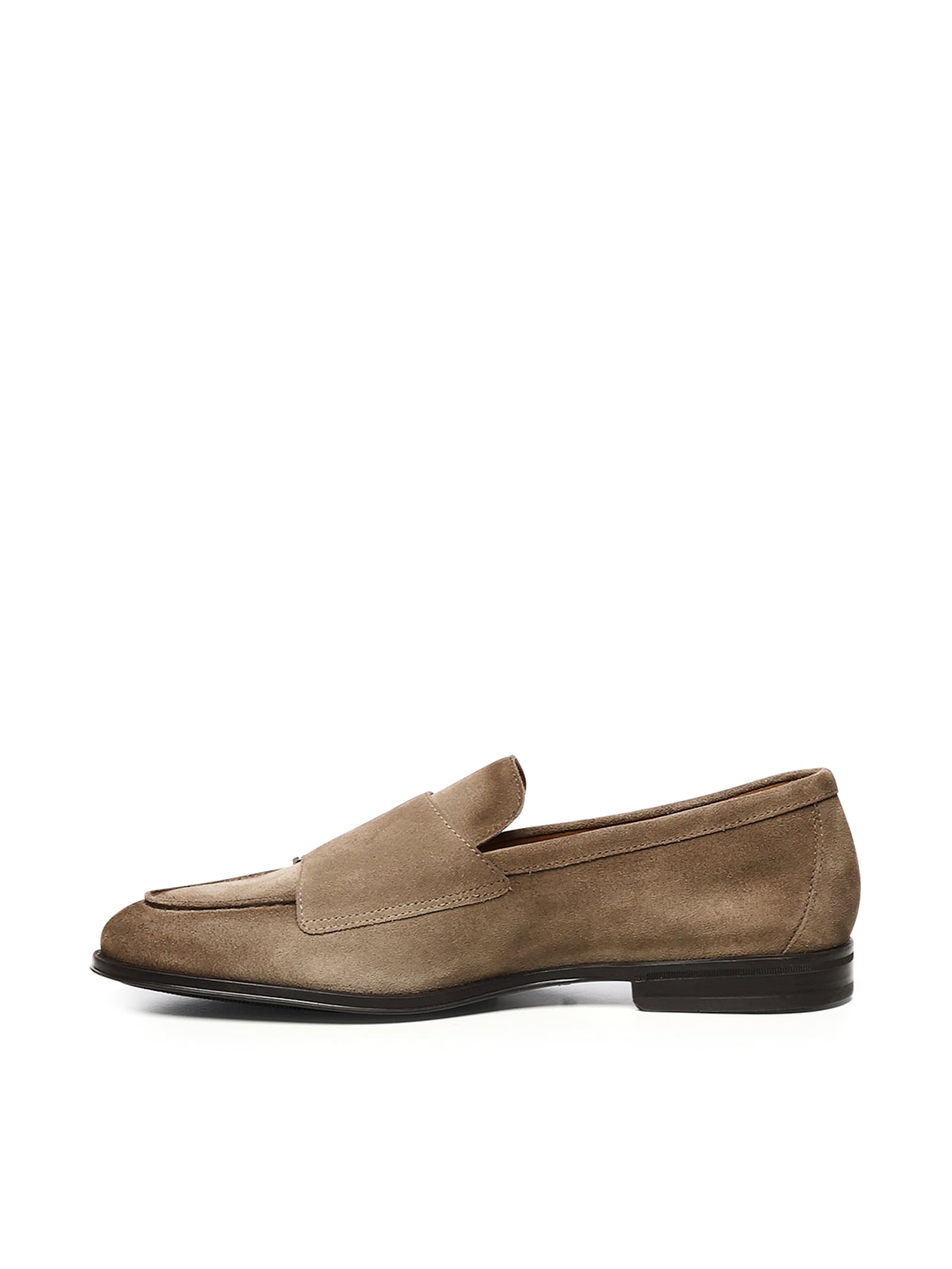 Doucal's Double Buckle Leather Moccasin In Beige