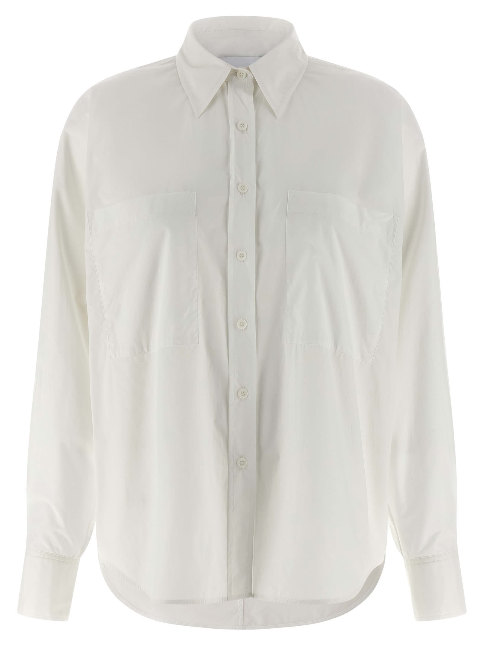 Nude Bat-sleeve Pocket Shirt In White
