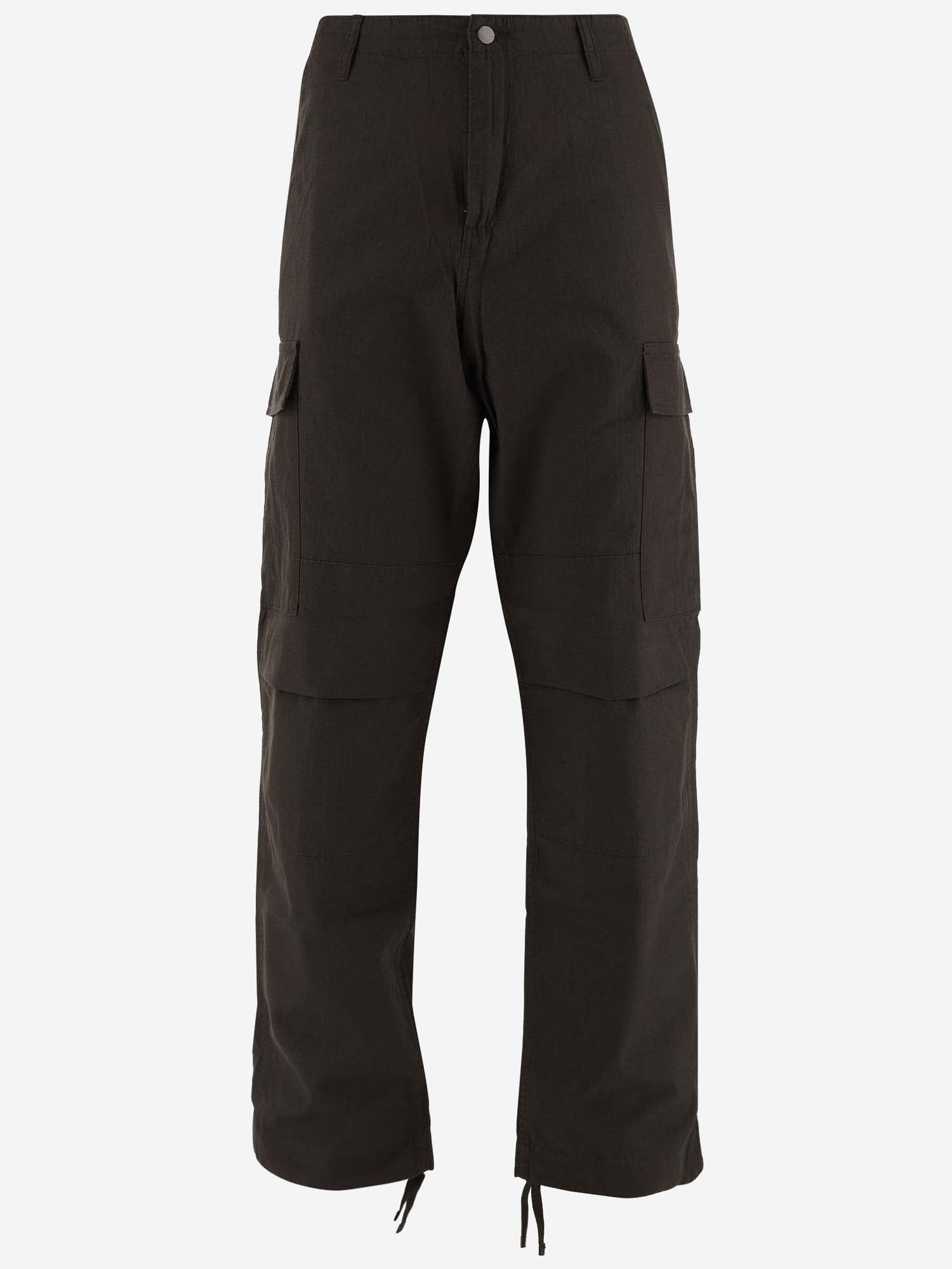 Carhartt Cotton Cargo Trousers With Logo In Tobacco