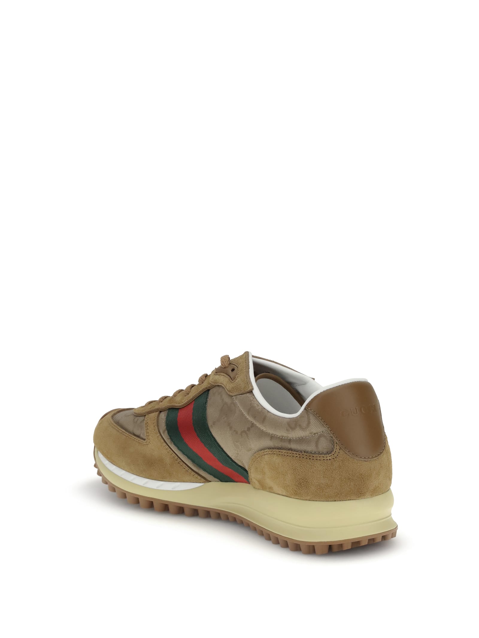 Gucci Men Re-motion Gg Nylon And Suede Sneakers In Brown