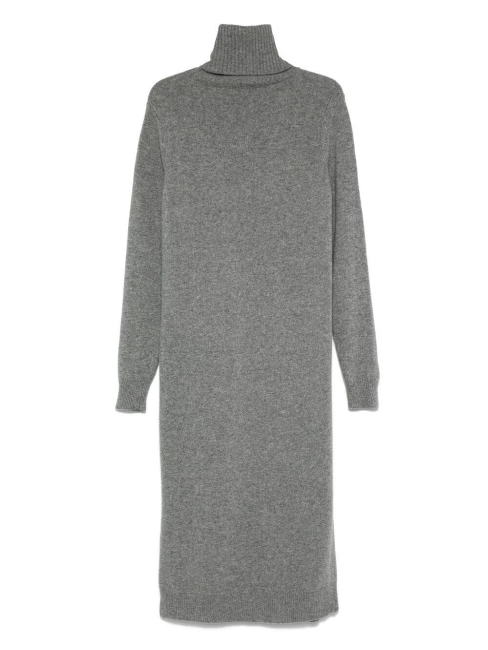 Shop Roberto Collina Turtleneck Knit Dress In Grey