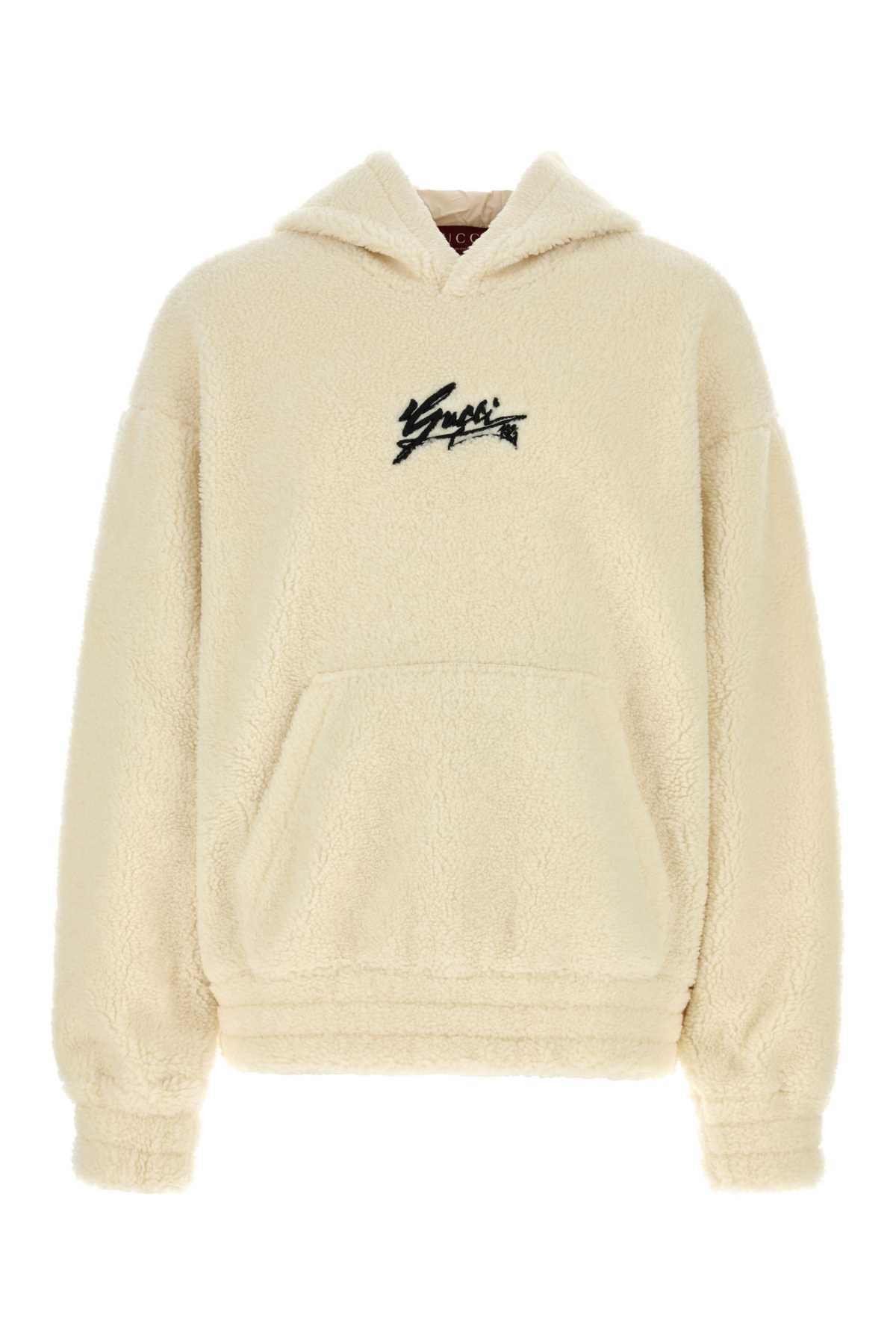 Shop Gucci Ivory Teddy Sweatshirt In Whitemix