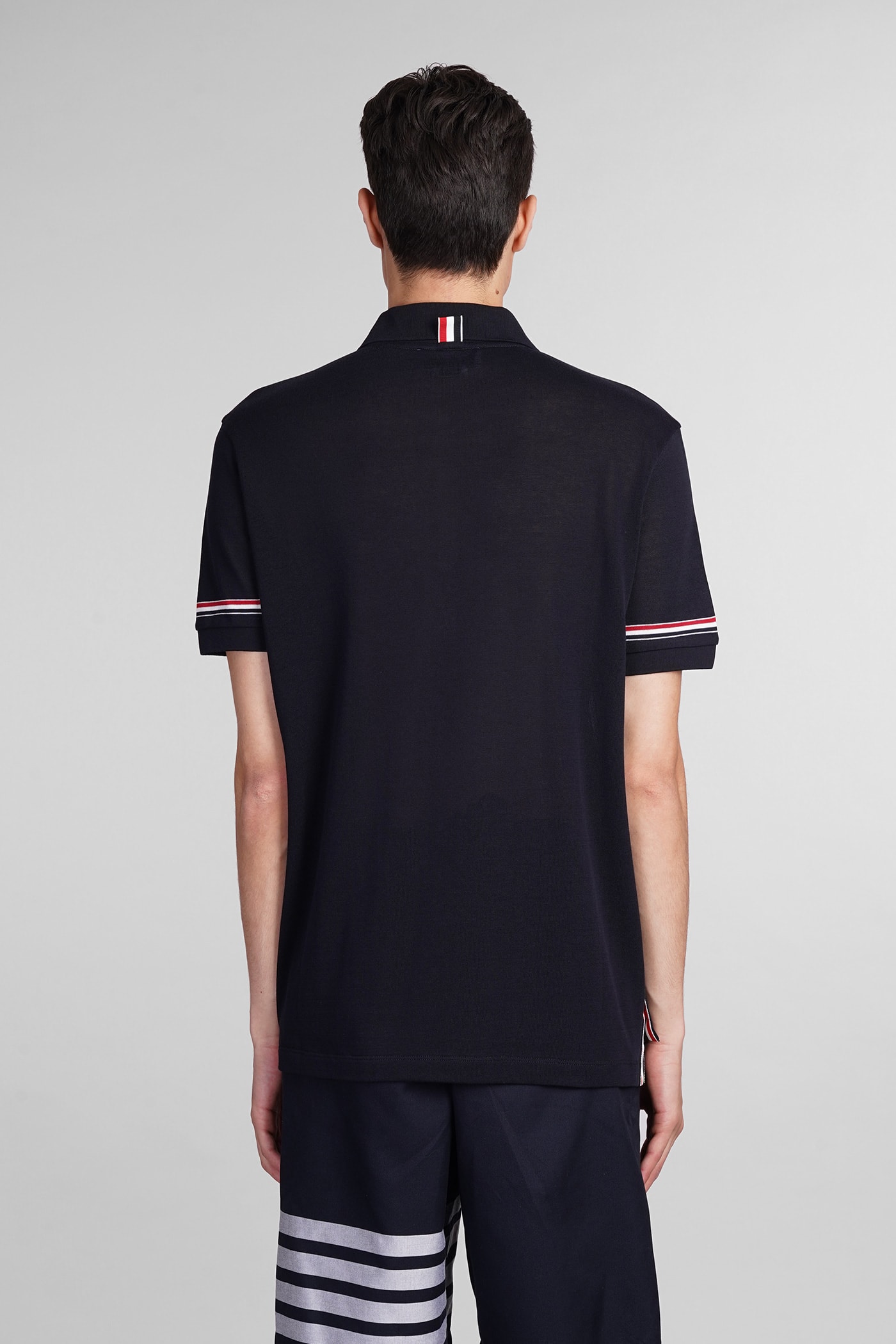 Shop Thom Browne Polo In Blue Cotton