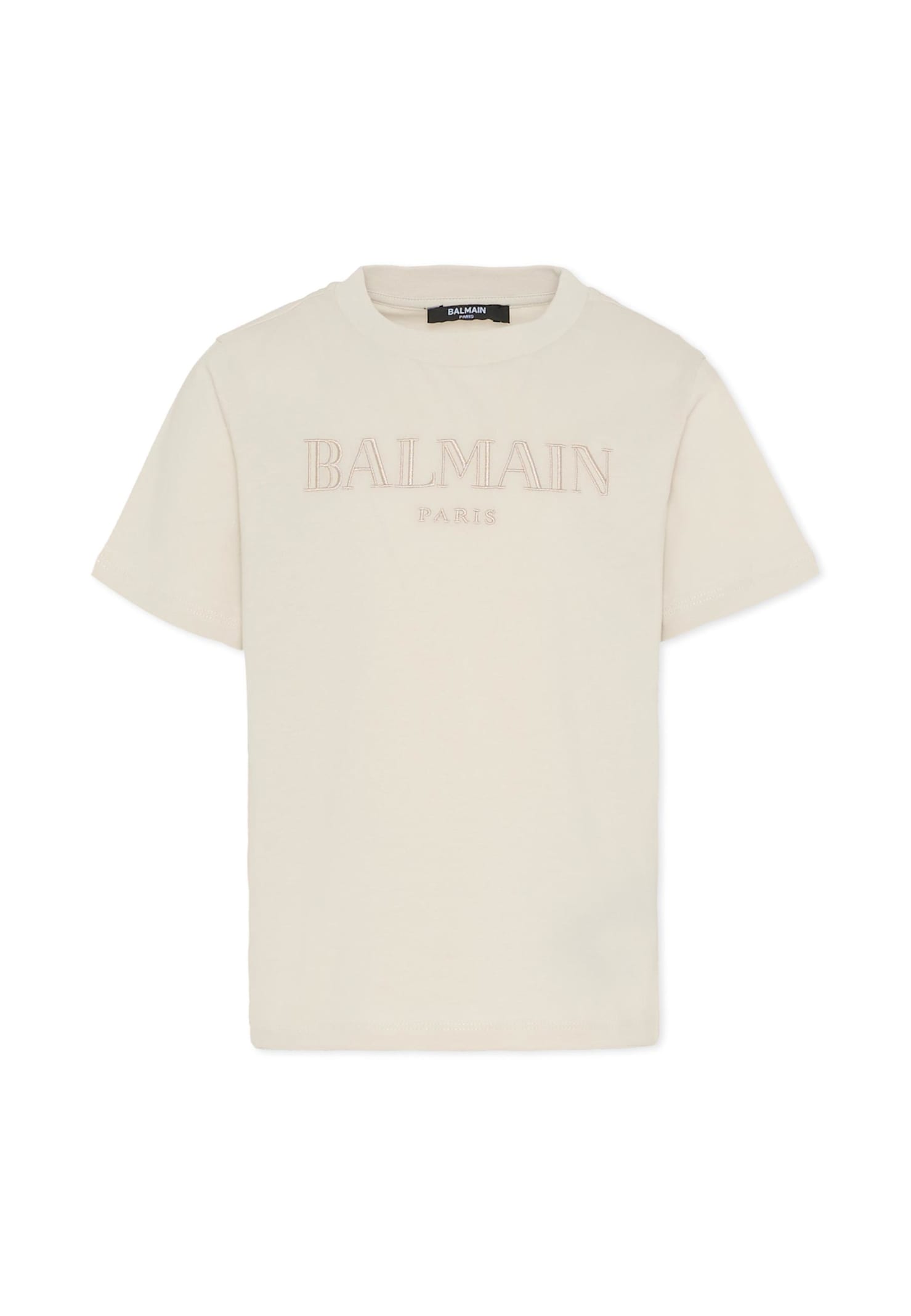 Balmain Beige T-shirt With Logo For Kids In Neutral