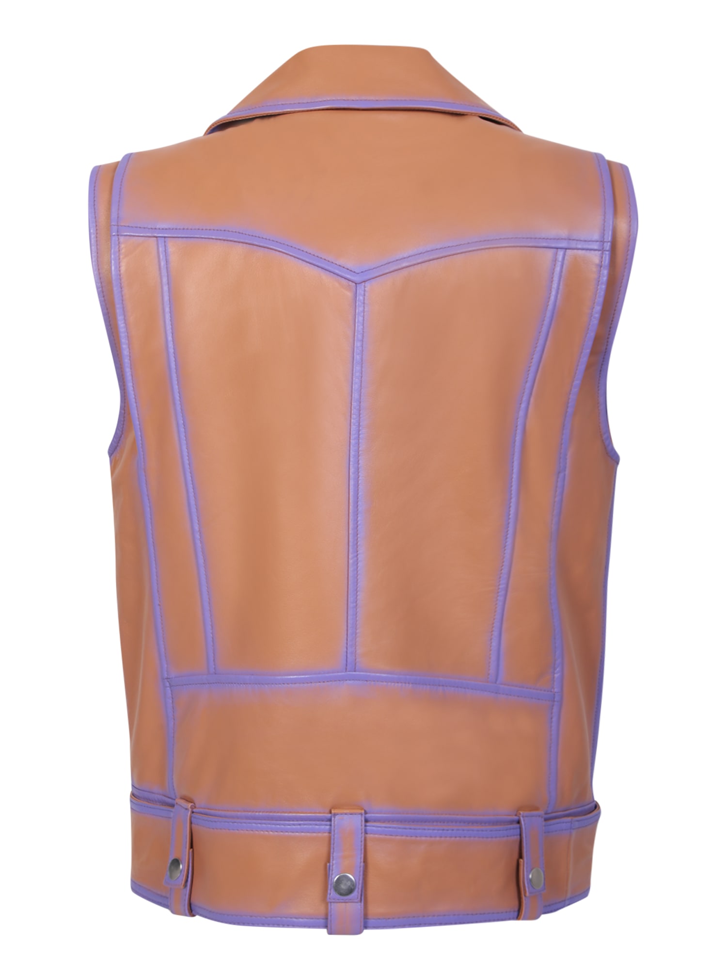 Shop Stand Studio Tan And Lilac Biker Vest In Brown
