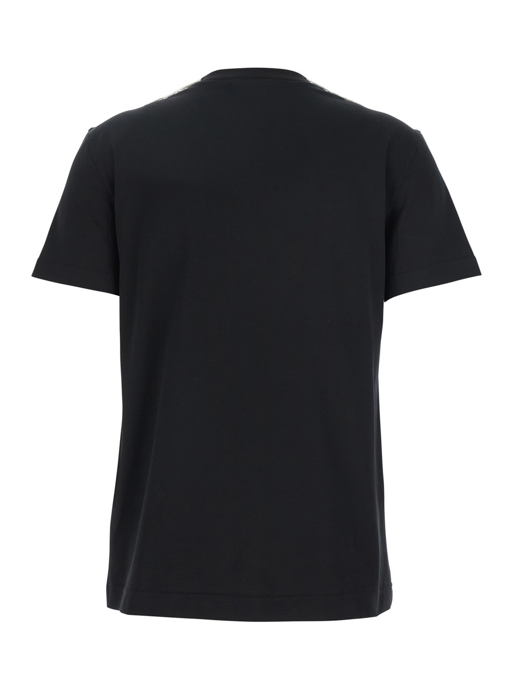 Dolce & Gabbana Black T-shirt With Bow On The Front And Lace Details In Cotton Woman In Black