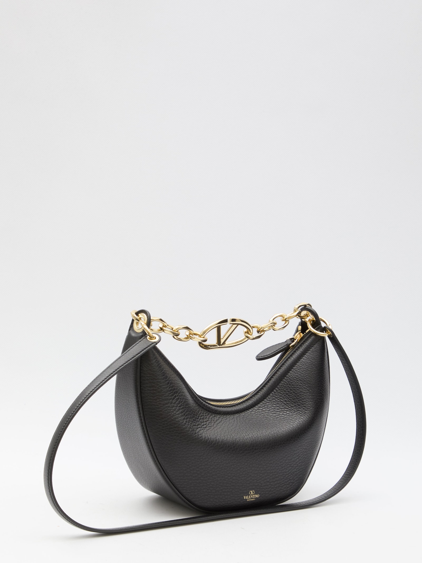 Shop Valentino Vlogo Moon Small Hobo Bag In Black