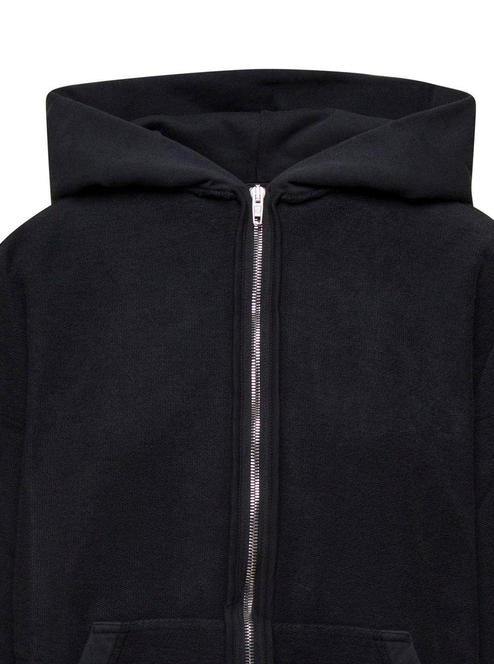 Shop Balenciaga Logo Printed Zipped Hoodie In Black