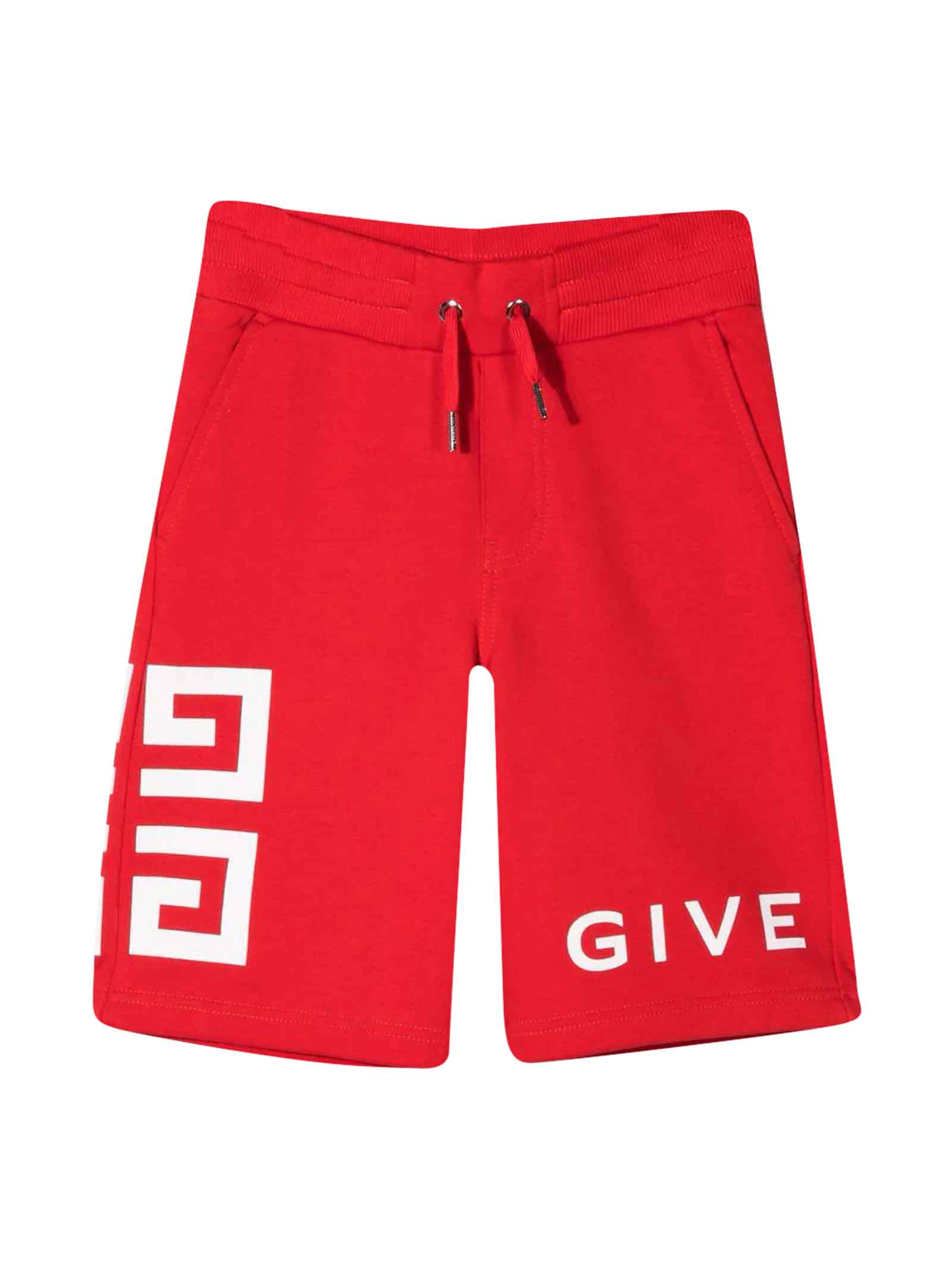 Givenchy Red Bermuda Shorts With White Print