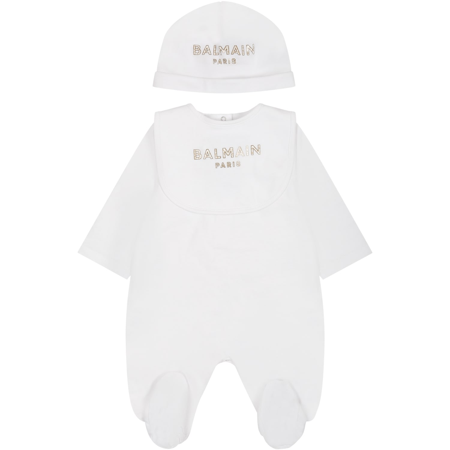 Balmain White Set For Baby Kids With Logo