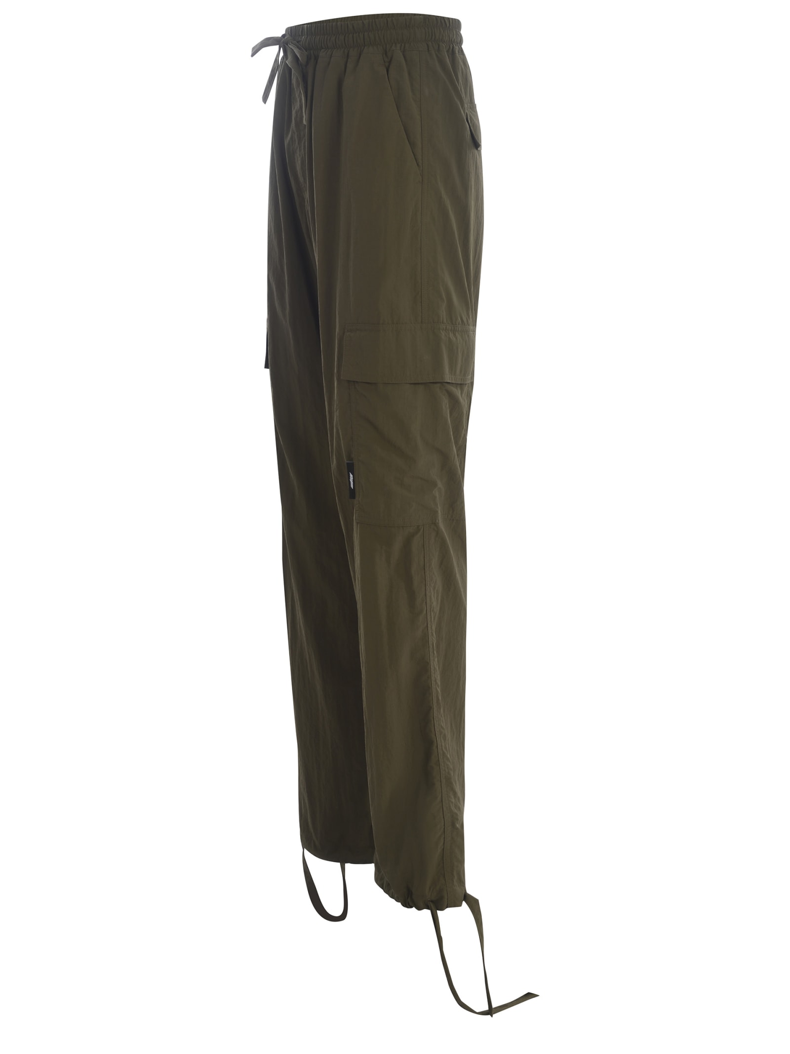 Shop Msgm Trousers  Made Of Nylon In Verde Militare