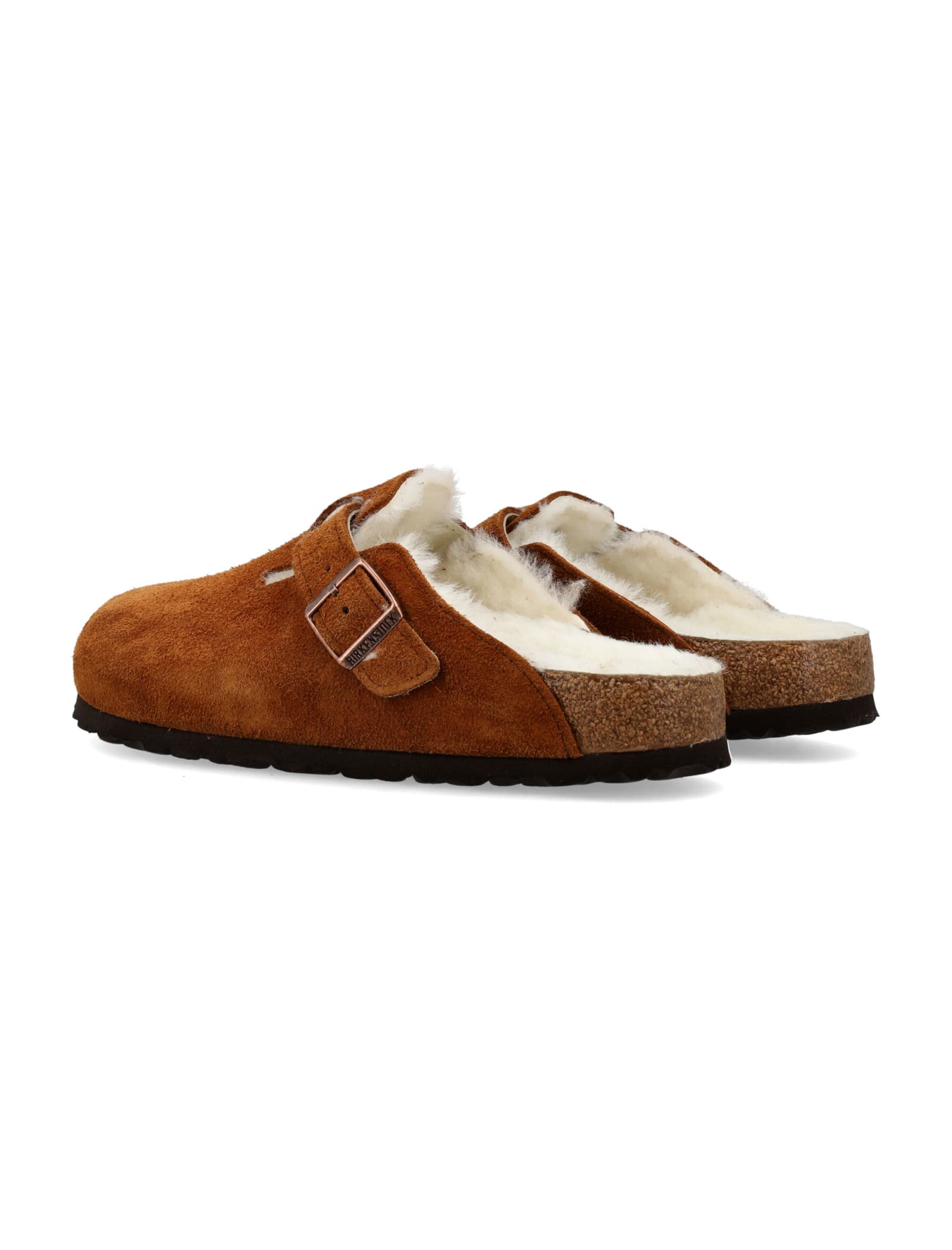 Shop Birkenstock Boston Shearling Sandals In Mink