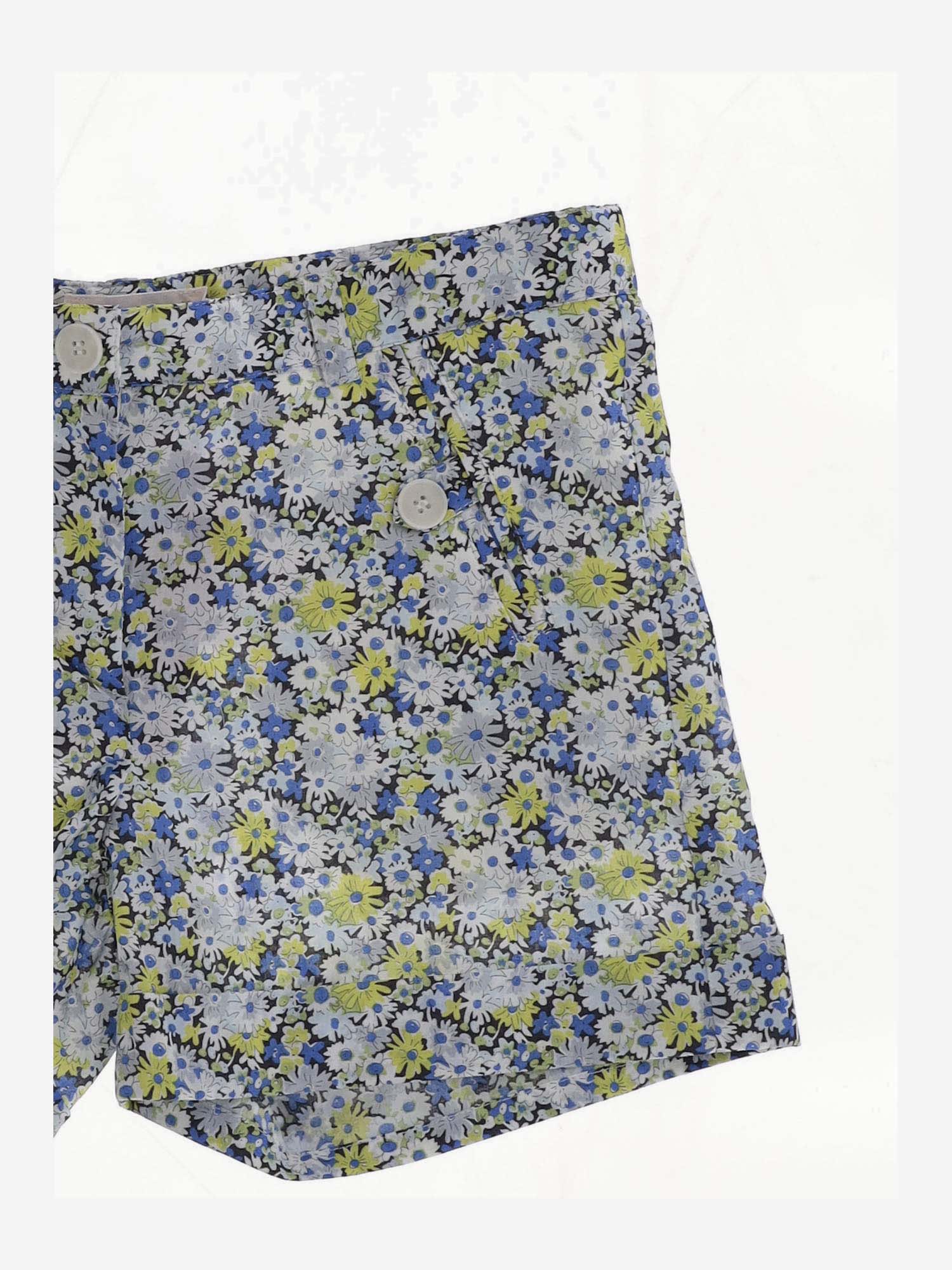 Shop Bonpoint Cotton Short Pants With Floral Pattern In Red